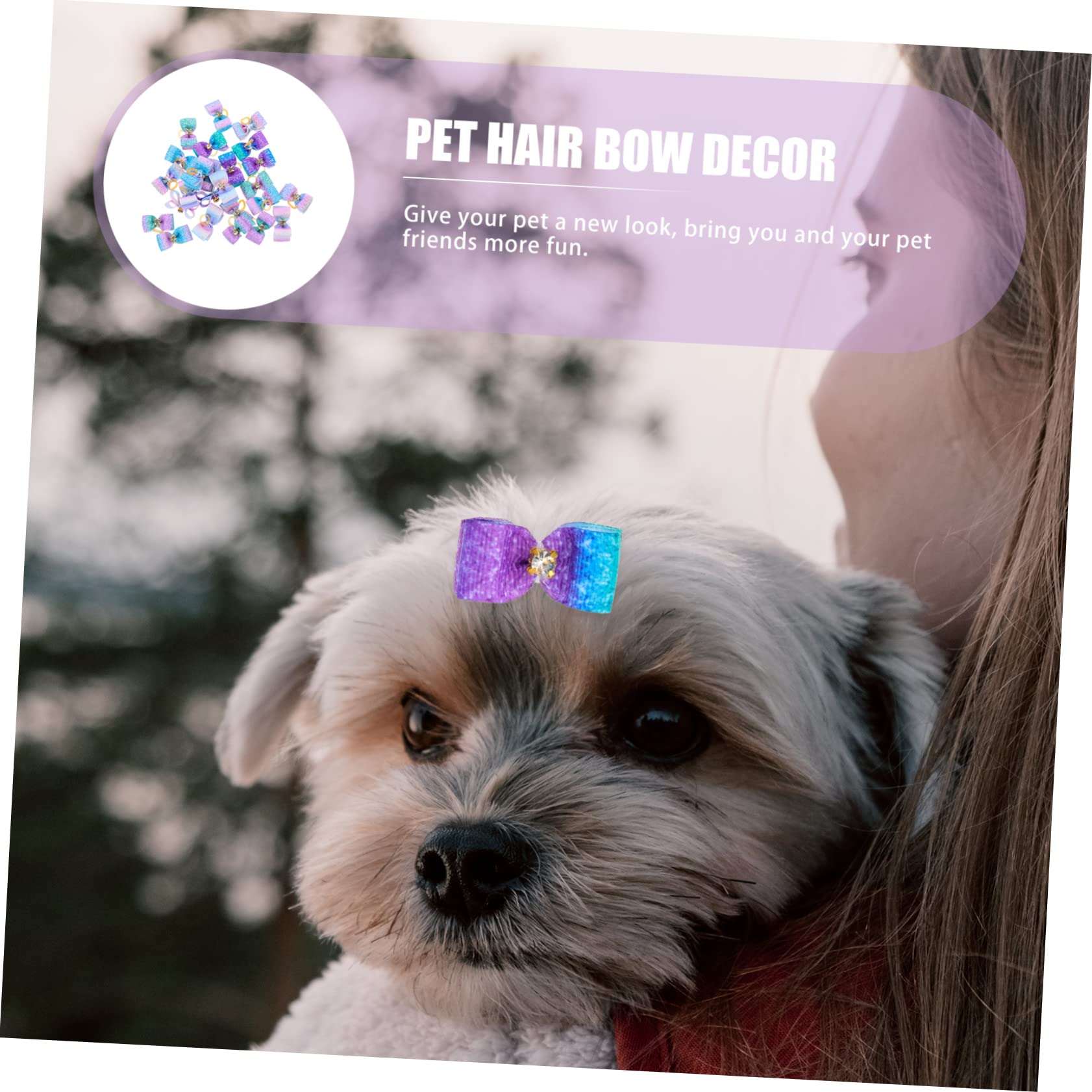INOOMP 125 Piezas Flor de Cabeza de Mascota Perros Accesorios decoración para Mascotas Arcos de Pinzas para el Pelo de Mascotas Lazo de Pelo de Tocado de Mascota Venda