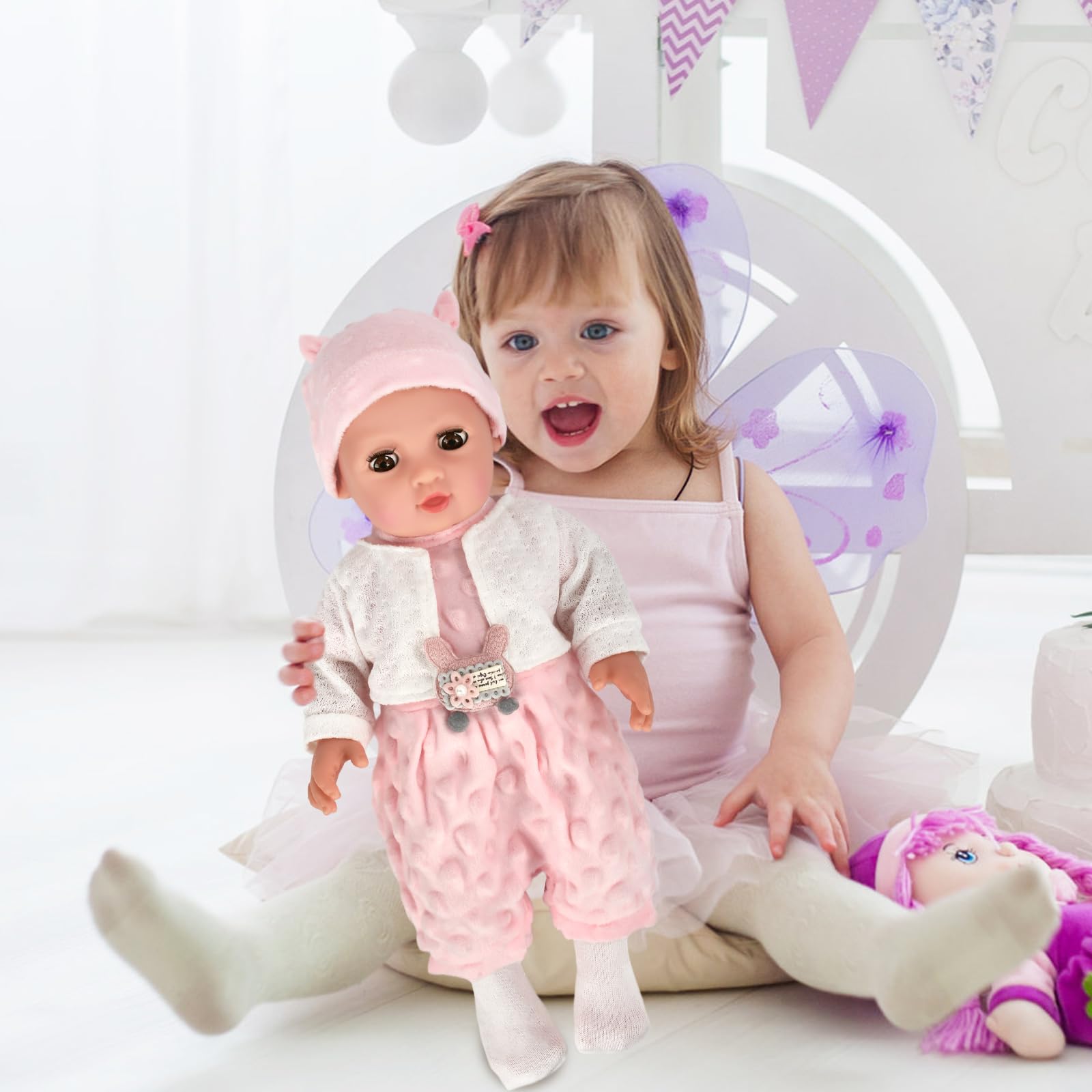 Vêtement de Poupée, Vêtements de Poupée pour 18 Pouces, Vêtements de Poupée Bébé, Adapté aux Poupée de 35 à 45 cm, Manteau, Robe, Chaussettes