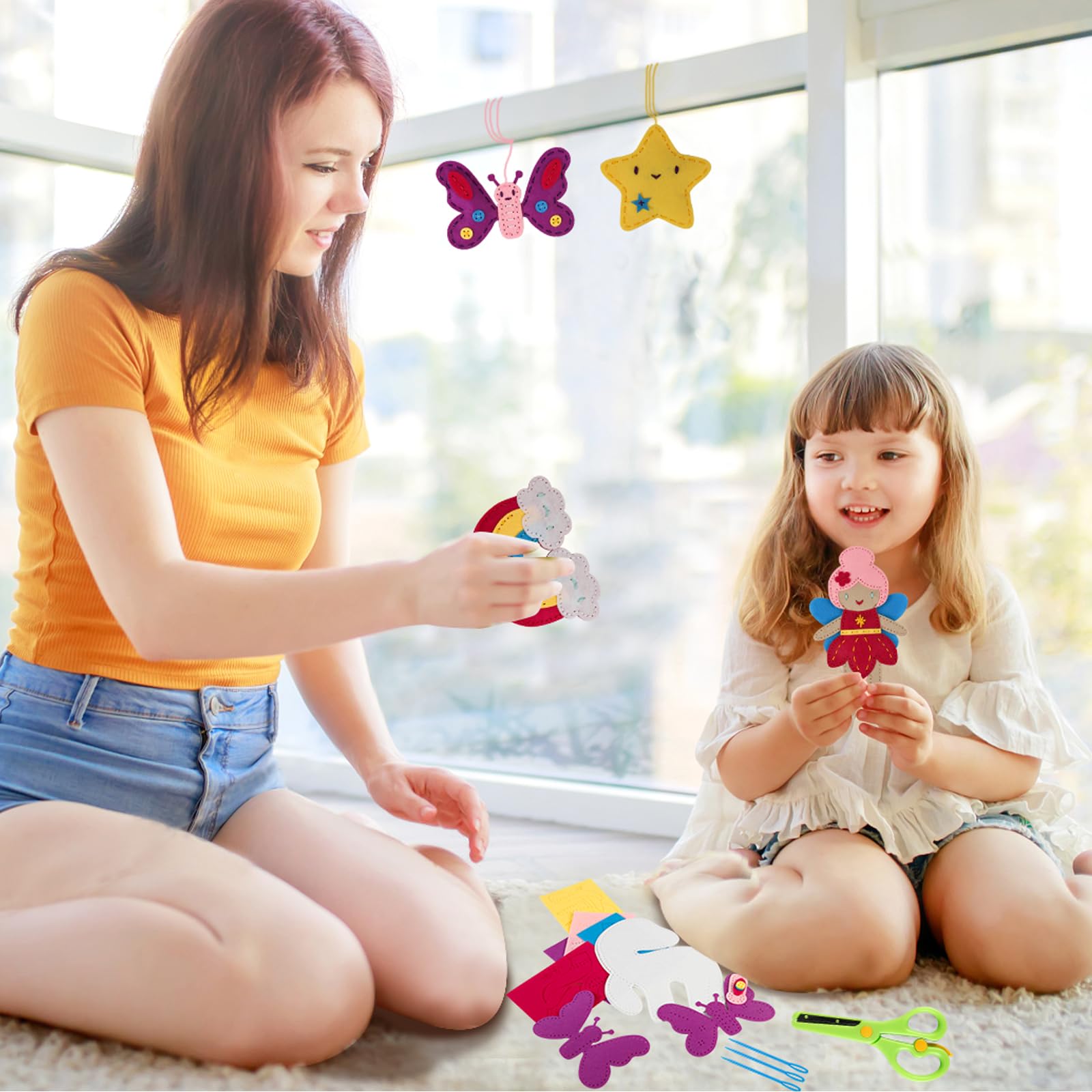 Aszaui 10 Stück DIY Nähset Kinder,Tiere Nähen Bastelset Für Kinder Ab 6 Jahre, Mit Füllwatte, Plastiknadeln, Gefüllte Filz Plüsch Ornamente Für Handwerk