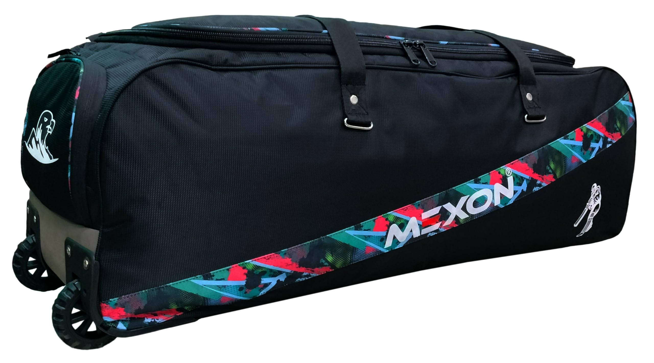 MEXON Professional Cricket Kit Bag with Tractor Wheels | Fully Padded (Black/Multicolor) (B0D9156B58) Amazon Price History, Amazon Price Tracker