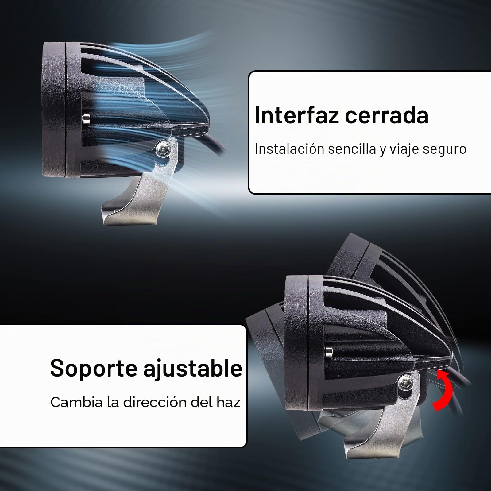 Biqing Faros Auxiliares de Moto,20W Faros Antiniebla Moto LED Foco Luces de trabajo Luz delantera auxiliar 12V/24V Azul para Máquina elevadora Motos Auto SUV ATV