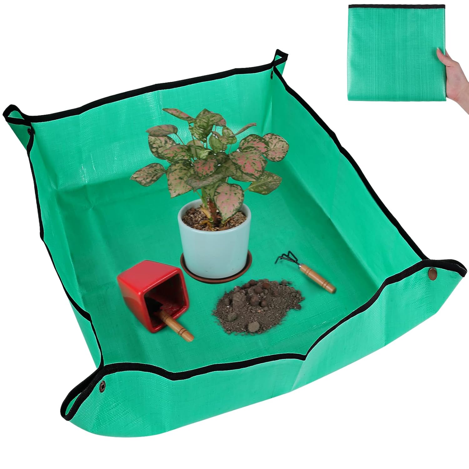 Indoor Plant Repotting Mat - Waterproof Gardening Tray for Potting Soil Mix, Ideal for Succulents, Cacti, and Orchids (26.8" x 26.8")