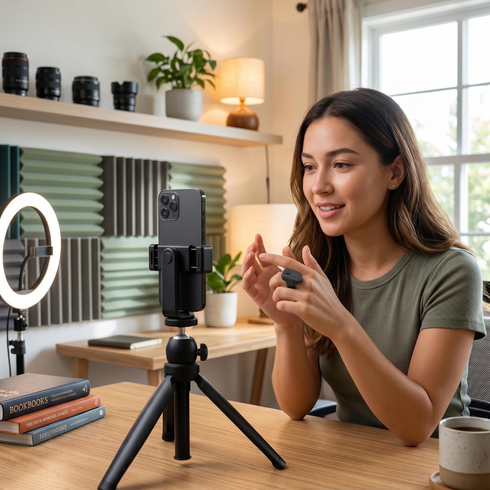 Annadue Anneau de Défilement à Distance pour TikTok, Enregistrement Vidéo Multifonctionnel avec Caméra, Tourne-Page Bluetooth, Anneau de Défilement Bluetooth Télécommande pour Téléphone (Black)