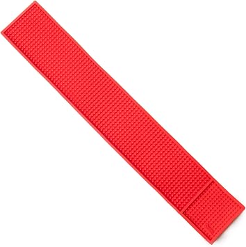 24" x 4" Rubber Bar Top Spill Mat | Professional Bartenders Essential Non-Slip Drink Cocktail Mixing Service Mat for Industrial and Home Kitchen Counters Red, 1