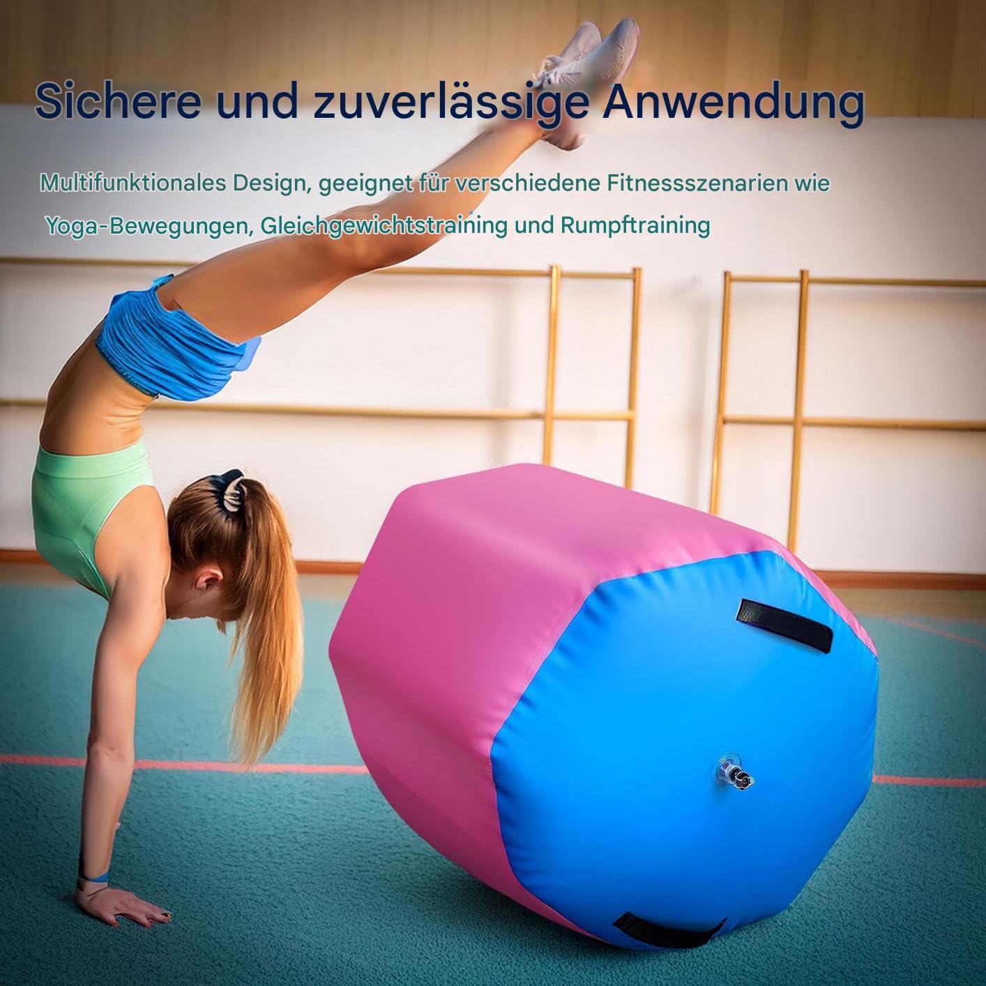 Air Roller Gymnastics Barrel - Équilibre gonflable - Entraîneur souple - Équipement de tumbling durable pour enfants et adultes - Barre d'air de stabilité pour la gymnastique, la maison, le yoga, le