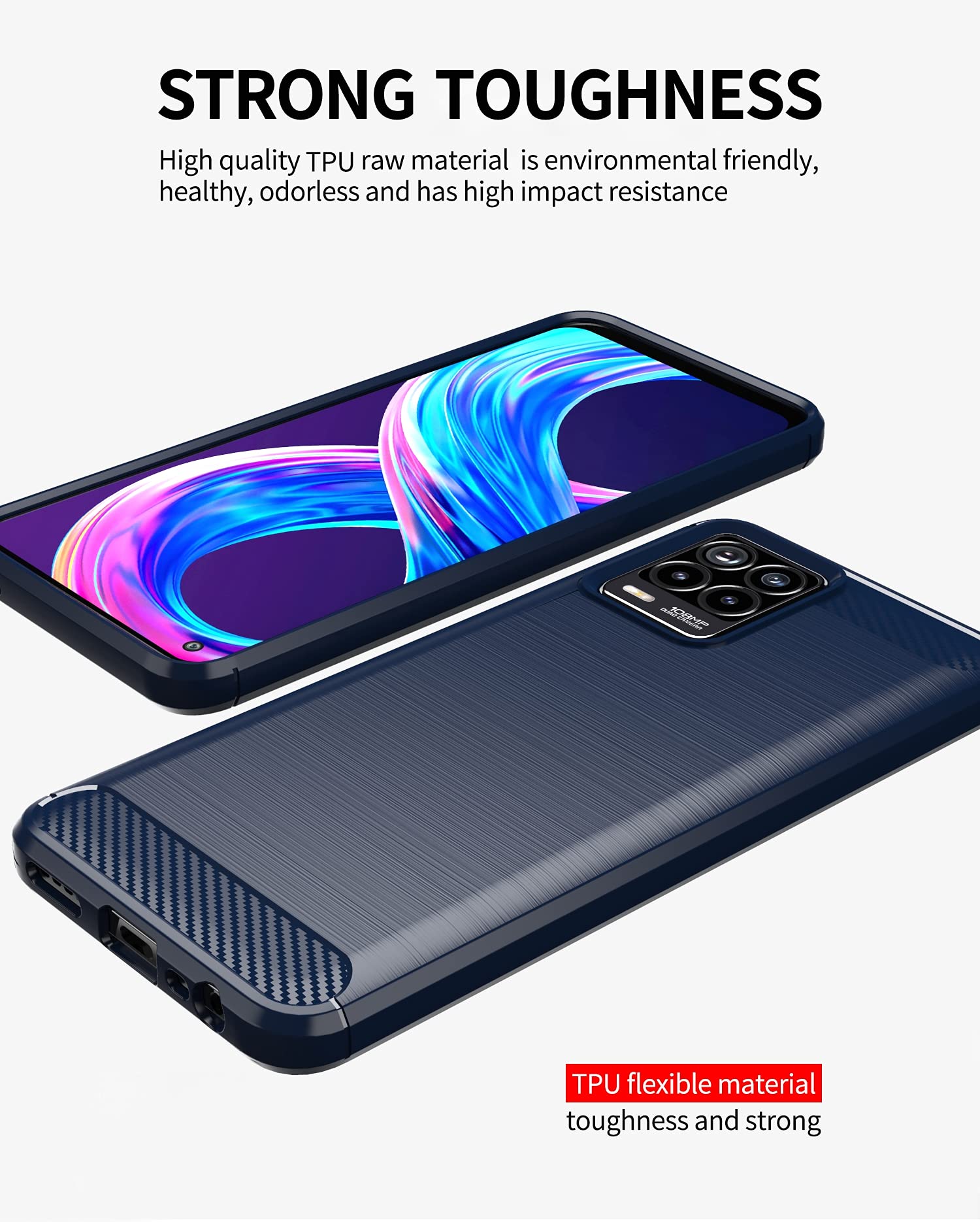 Custodia Gomma Sottile Per Realme 8 Pro | TPU Flessibile Antiurto Con Cuscino D'Aria | Finitura Opaca Antiscivolo (Nero)