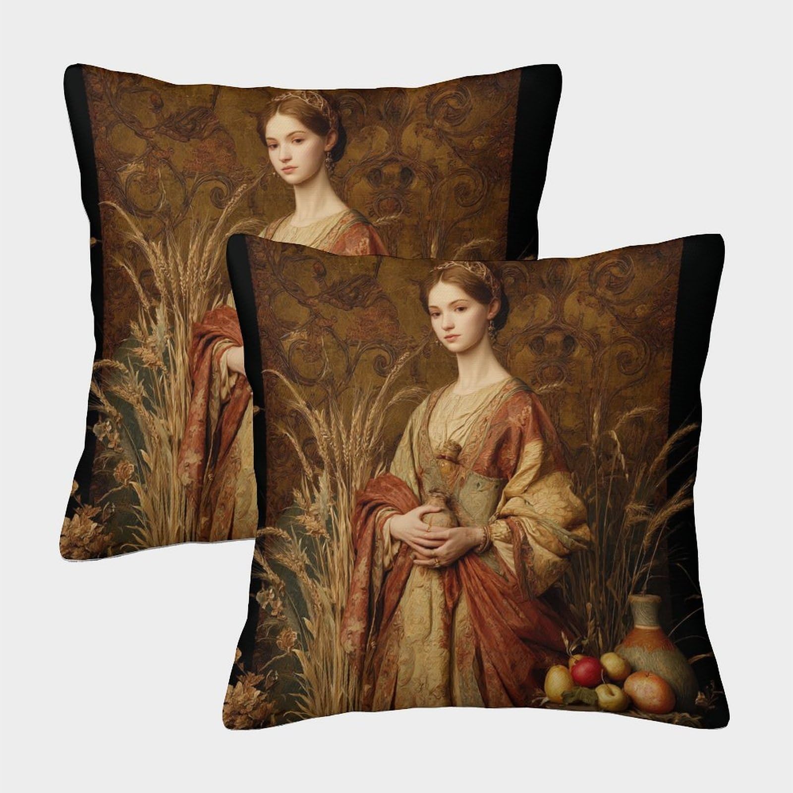 kaiyun 2 Pack Woman in A Classic Robe, in The Renaissance Style Personalised Cushion Cover Home Sofa Decoration 40x40cm Pillow Covers