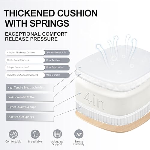 Miniatura 3 de Ergonomic Office Chair,Ultra Thick Office Desk Chair with Adjustable Lumbar Support and Headrest,Spring Cushion,Rocking Function,Flip-up arms,Mesh