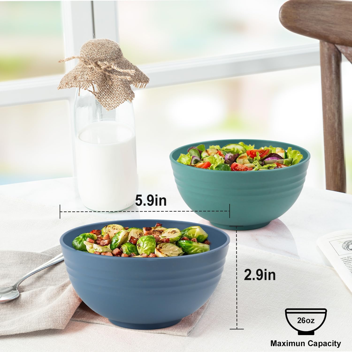 Wheat Straw Plates, Bowls and Cups Bundle Set of 20, Lightweight & Unbreakable Dinnerware Sets, Alternative Plastic Plates, Bowls and Cups Reusable (Multicolor)