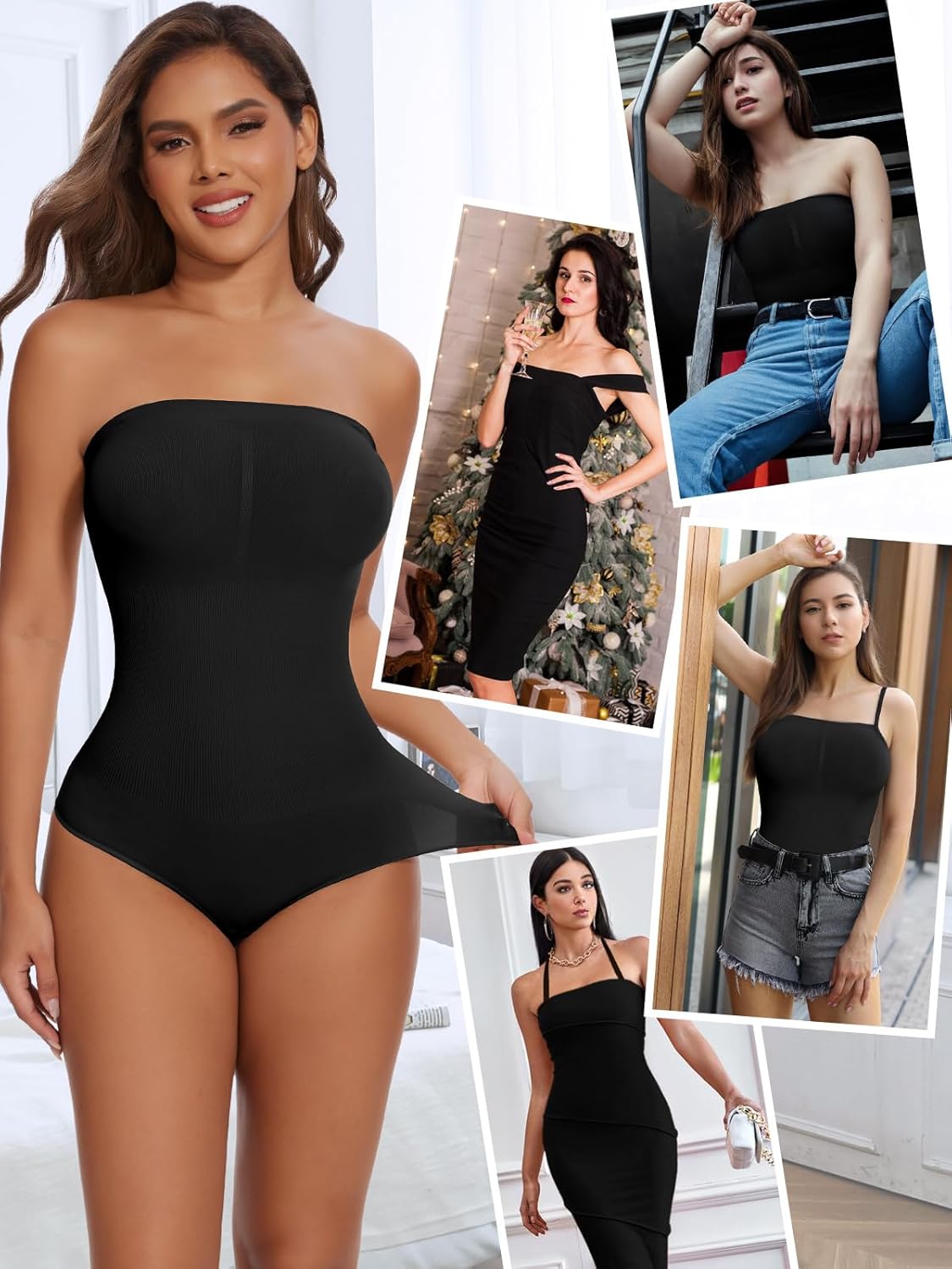 SHAPERIN Strapless Bodysuit with Bras Tummy Control Shapewear Shaper Tube Tops Body Suit One Piece Leotard - Image 5