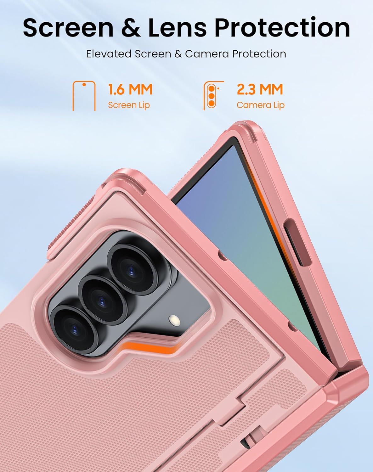 Spugan for Galaxy Z Fold 7 Case, Built-in Hidden Kickstand & Screen Protector & Hinge Protection, Slim Shockproof Military Grade Drop Protective Phone Case for Samsung Z Fold 7 8", Pink