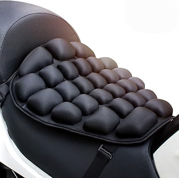 3D Air Shock Absorbing Motorcycle Seat Cushion /Pad Cover, Water Fillable Cooling Down Seat Pad Shock Absorption Butt Protective Comfortable for Long Rides Pressure Motorcycle Air Cushion Large