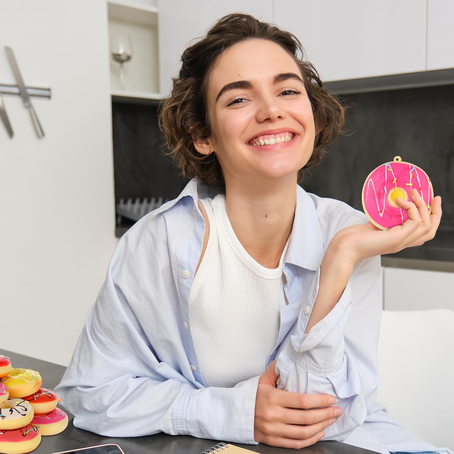 24 Sets Funny Donut Stress Balls with You Donut Know How Awesome You Are Cards Organza Bag Donut Teacher Employee Appreciation Gifts Bulk for Classroom Rewards Birthday Party Decor Emotional Support