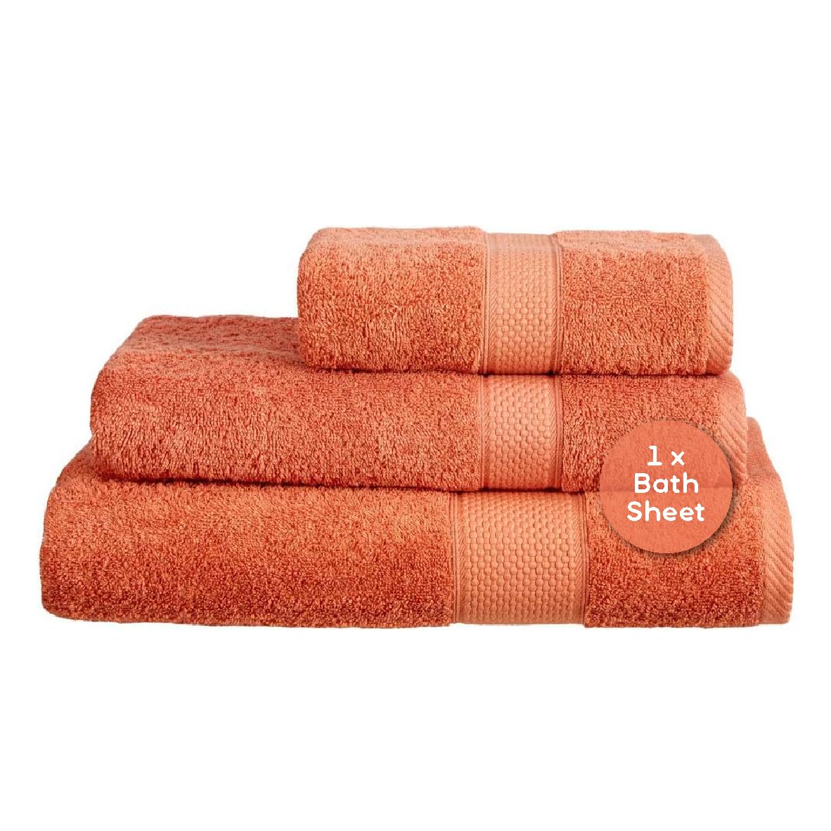 Linens Limited - Large Towels, Bath Sheets for the Bath or Shower, Turkish Cotton, Soft and Luxurious, Super Absorbent, Machine Washable (Terracotta)