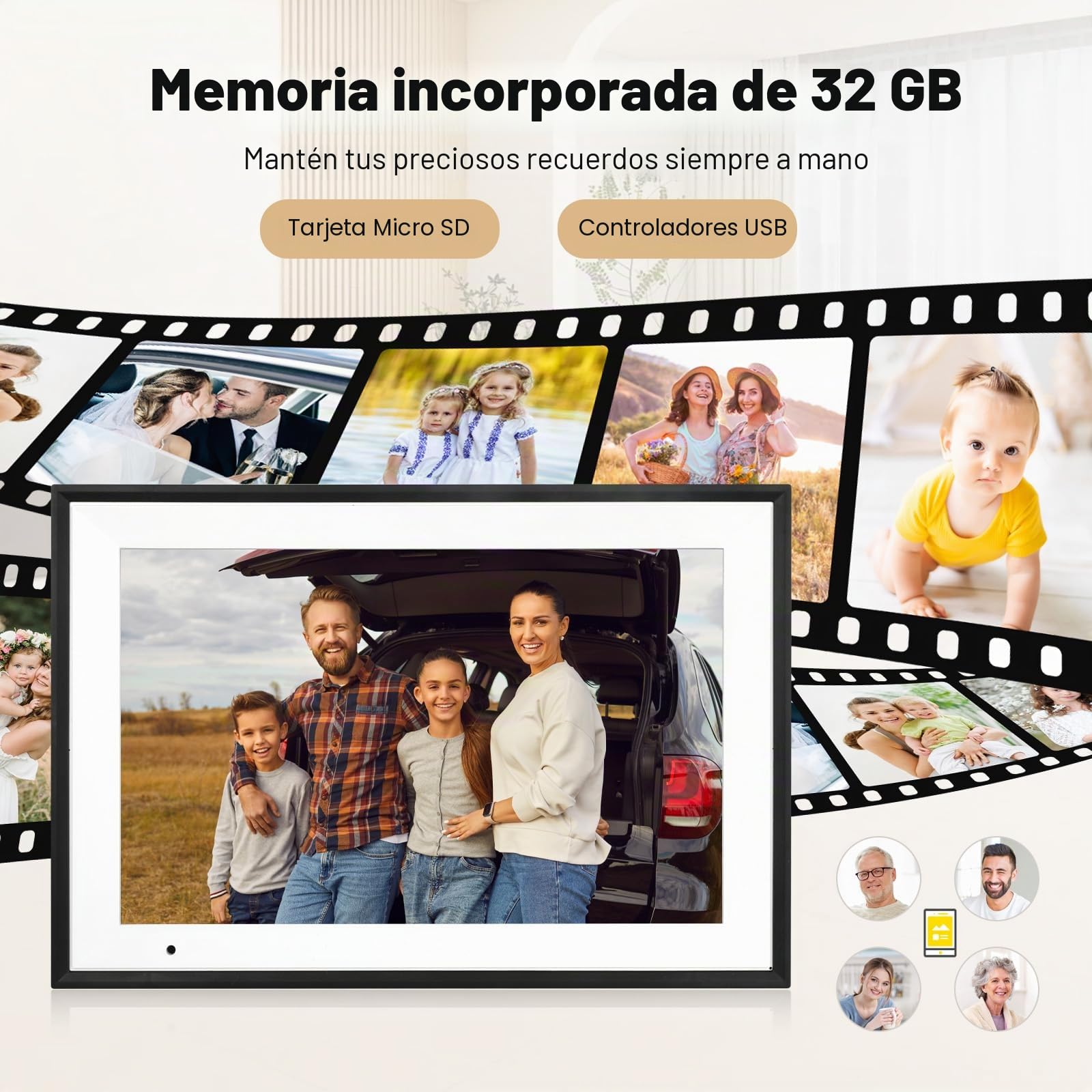 Humblestead Marco de Fotos Digital WiFi de 10,1 Pulgadas 32 GB, rotación automática, Pantalla táctil Inteligente, configuración remota sin Esfuerzo a través de la aplicación AiMOR, Blanco