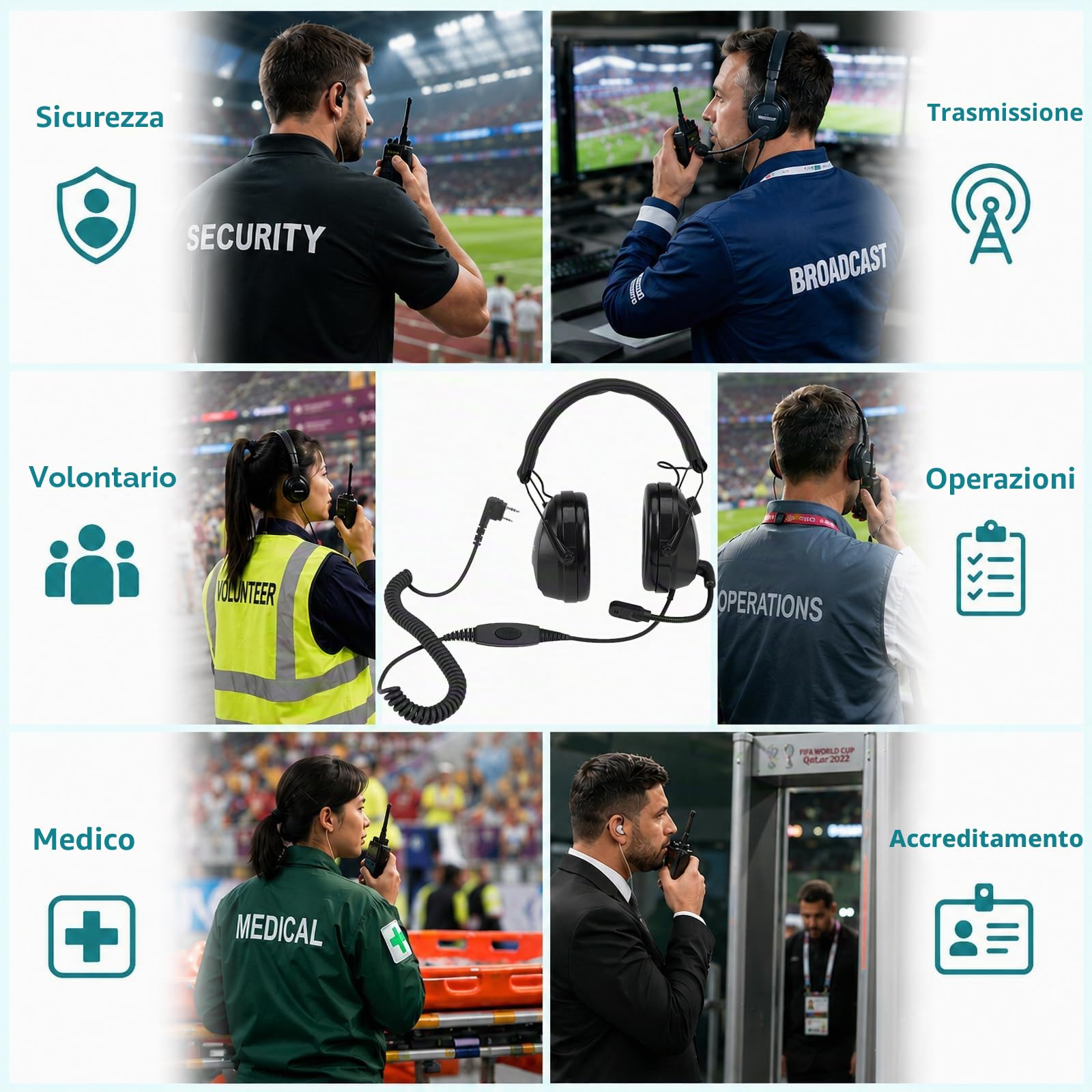 Retevis EHK012 - Cuffie radio bidirezionali con microfono, riduzione del rumore, regolazione del volume della testa, per Retevis RT22 RT68 RT21 H-777, compatibili con Baofeng UV-5R F8HP Walkie Talkie,