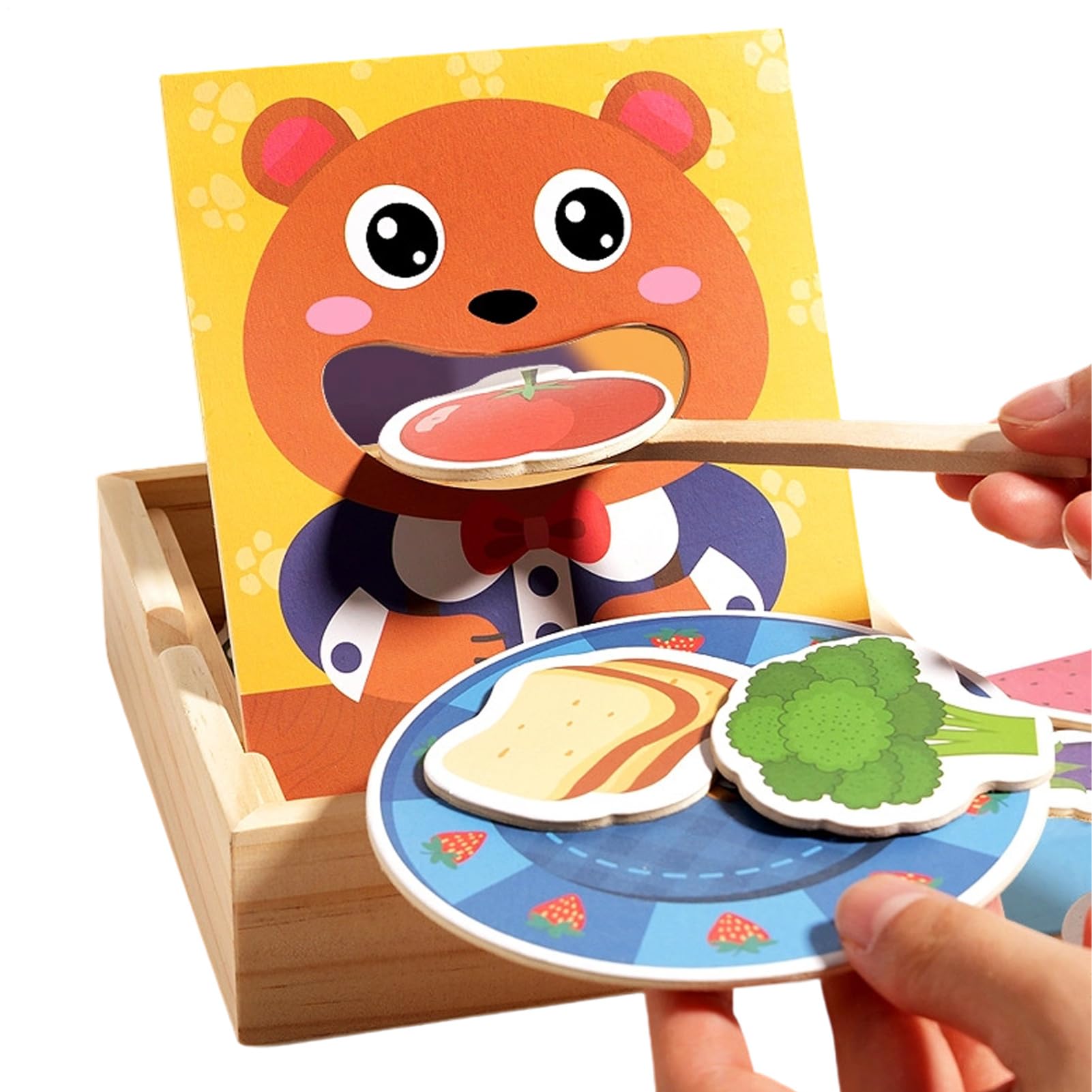 Giocattolo Alimentare per Bambini | Orso Gioco Simbolico per Sviluppo Motricità Fine | Set Alimentare In Legno Con Gioco Educativo Abilità Manuali per Compleanno, Infanzia e Casa