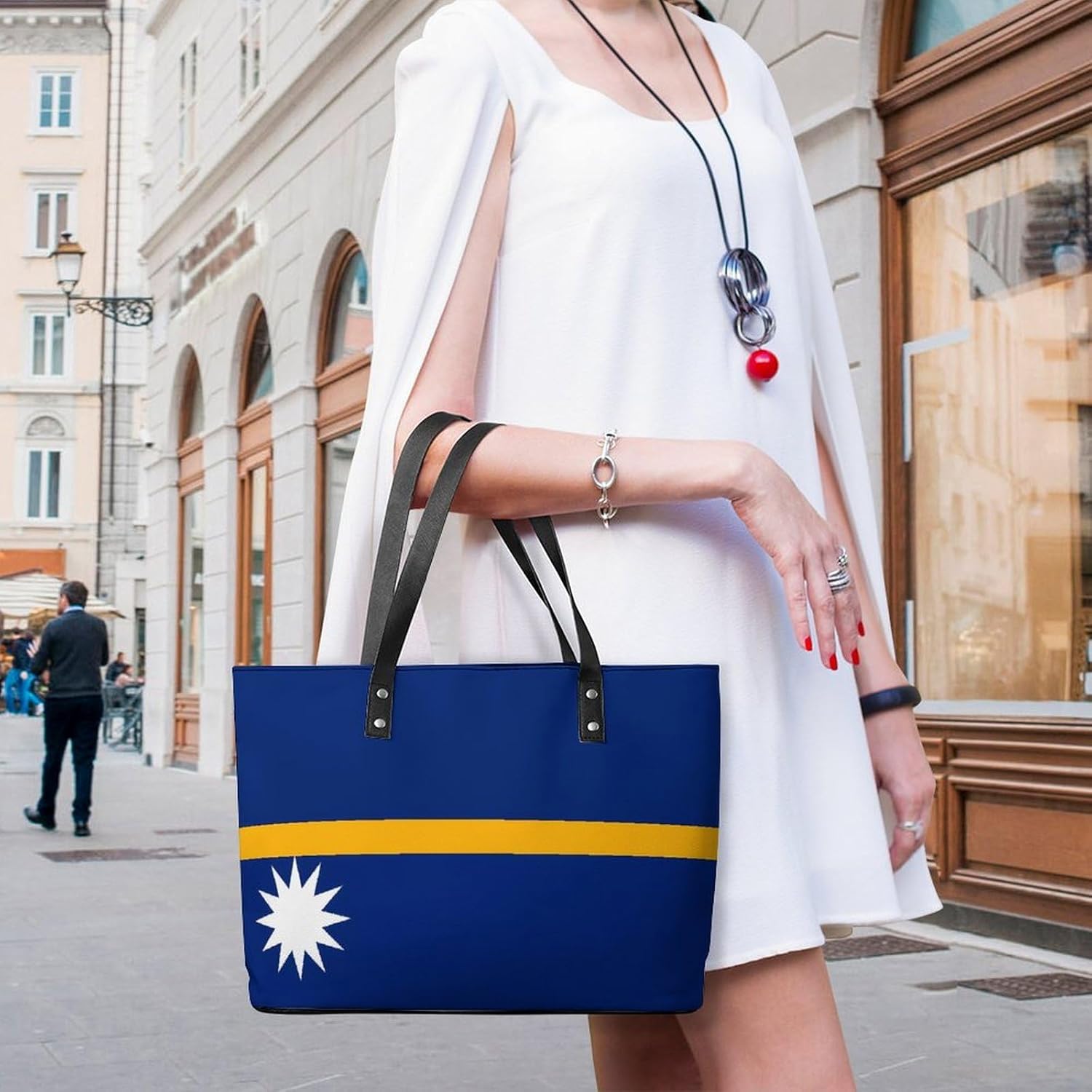 Nauru Nauruan Flag Women's Tote Leather Handbag Shoulder Bag Purse for Shopping Travel