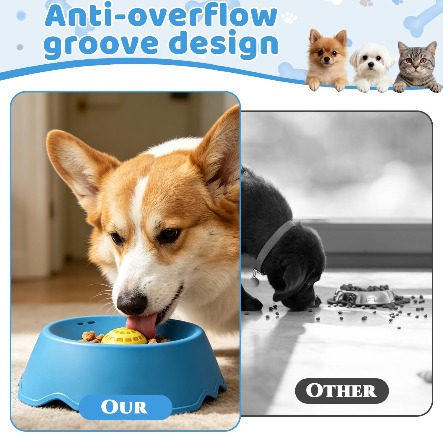 Lick Bowl per cani, Dispenser per leccare la palla, Dog Lick Toy, Giocattoli per cani e gatti per cibo liquido, Ciotola da leccare per cani, Cane Slow Feeder Lick Bowl, per addestramento, alime (A)