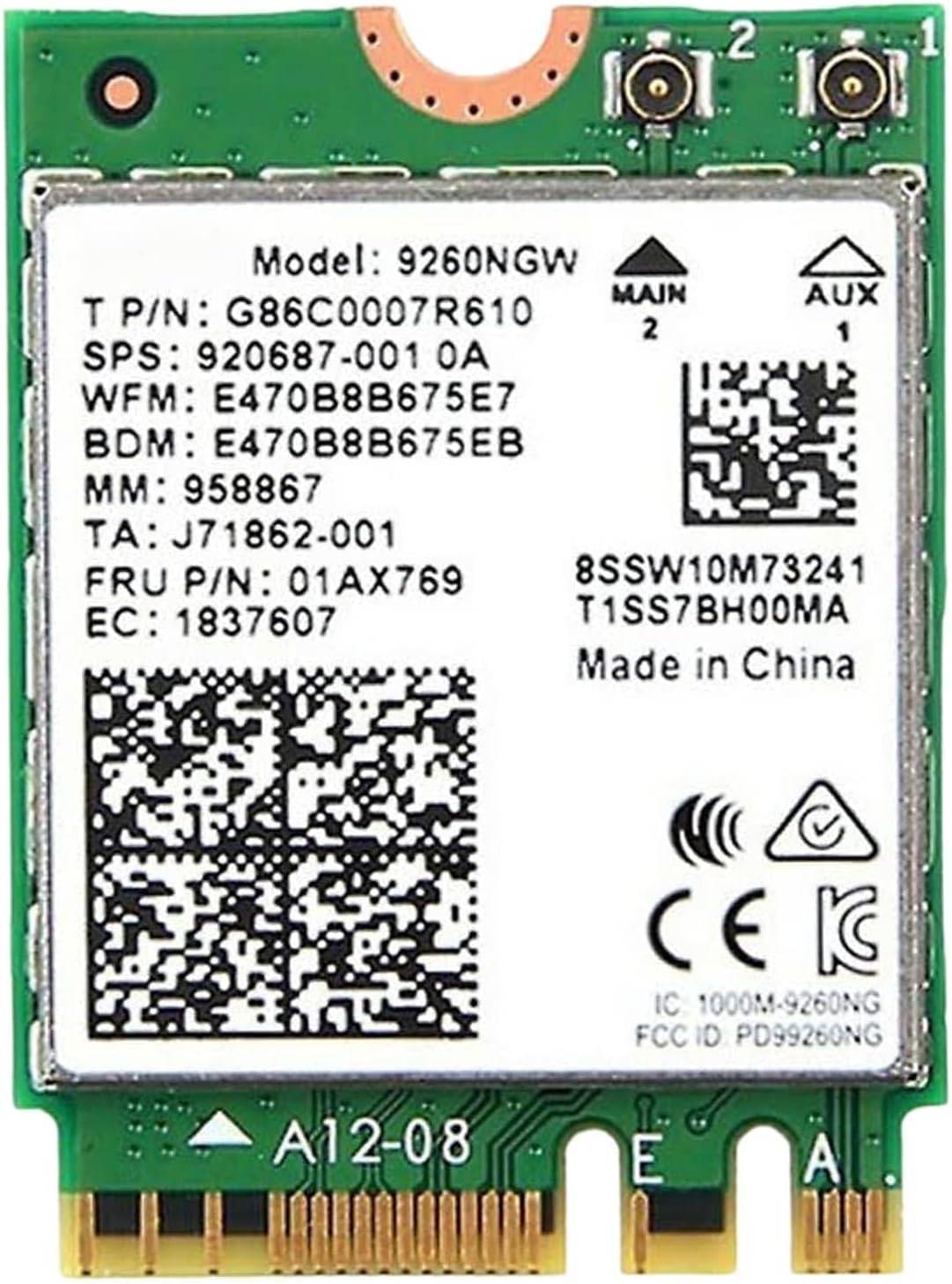 AC 9260 802.11ac M.2 Bluetooth 5.1 Legacy Network Card | WiFi 5 up to 1.73Gbps, MU-MIMO | Compatible with Intel, AMD, Linux & Windows 10/11 | 9260NGW WiFi Adapter