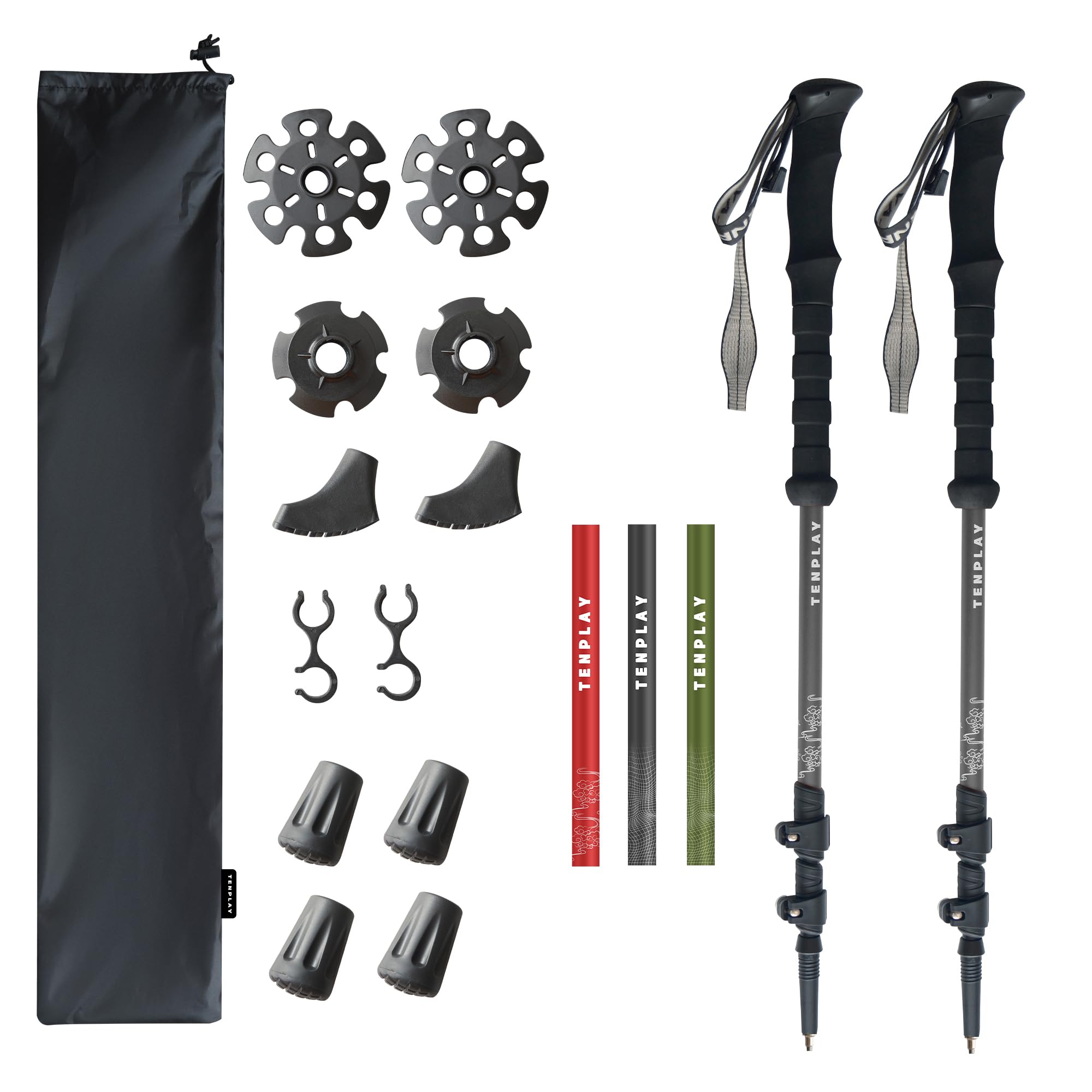 Tenplay Bâtons de randonnée en aluminium 7075 ultra légers de 0,2 kg, poignée antidérapante en EVA avec verrouillage à levier rapide, pliable, 135 cm, pour randonnée, alpinisme, randonnée – Hommes