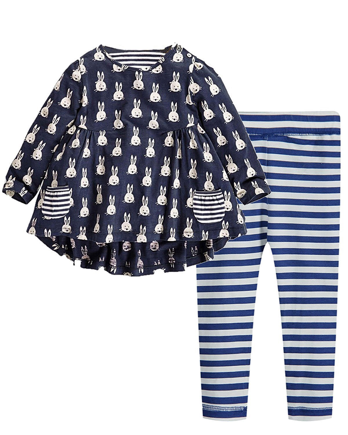 Little Girls Cute Long Sleeve Top & Pant Clothes Set
