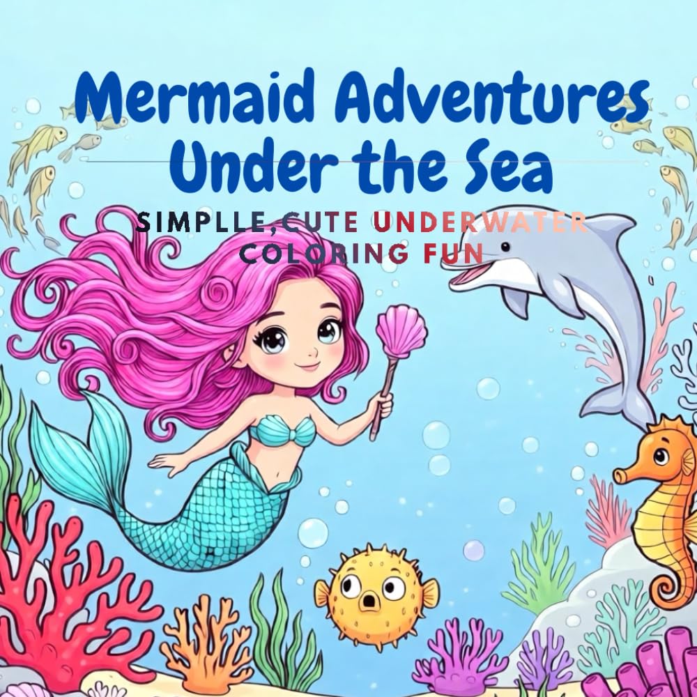 Mermaid Adventures Under the Sea: Simple, Cute Underwater Coloring Fun
