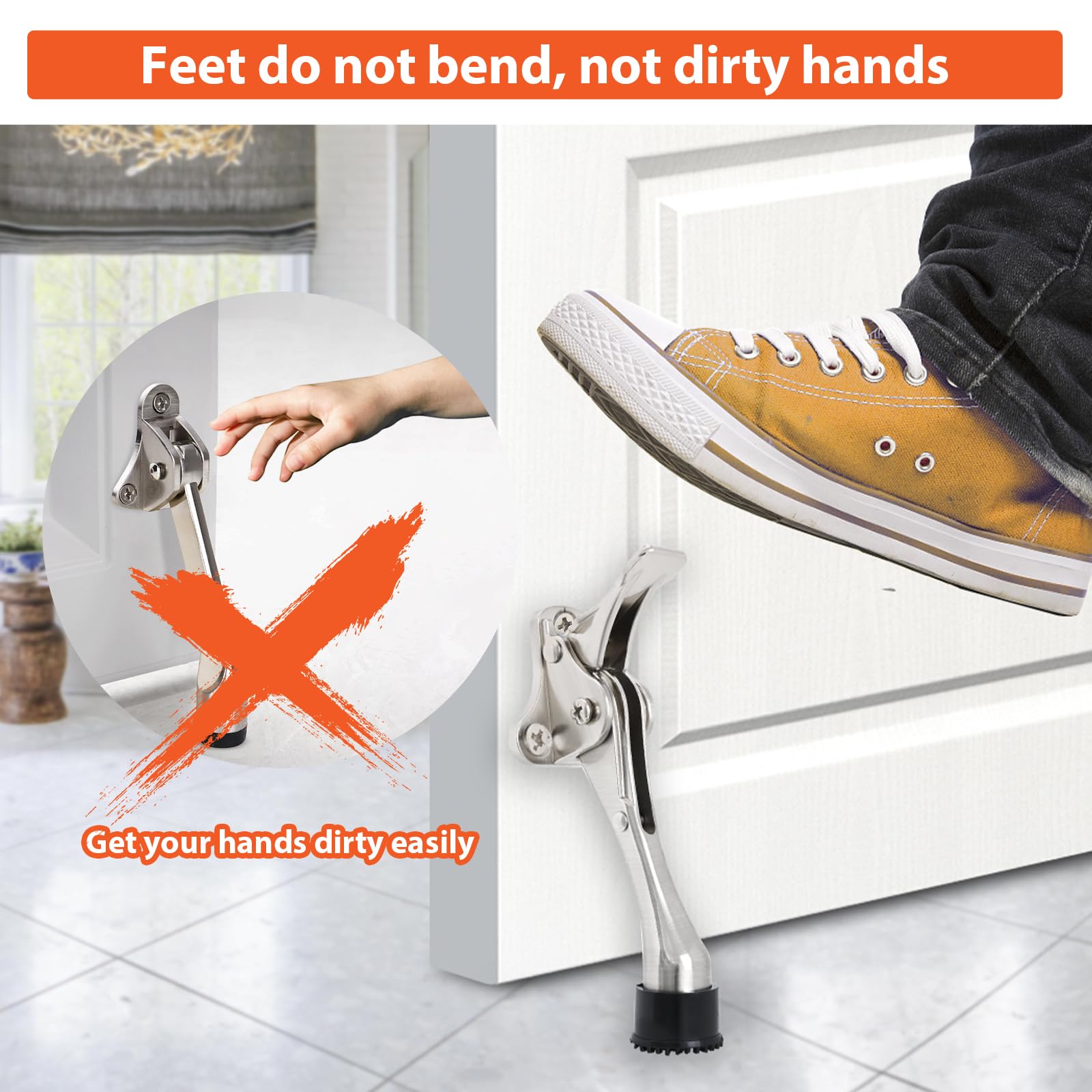 KOVOSCH 4 Inches Kickdown Door Stoppers Brushed Satin