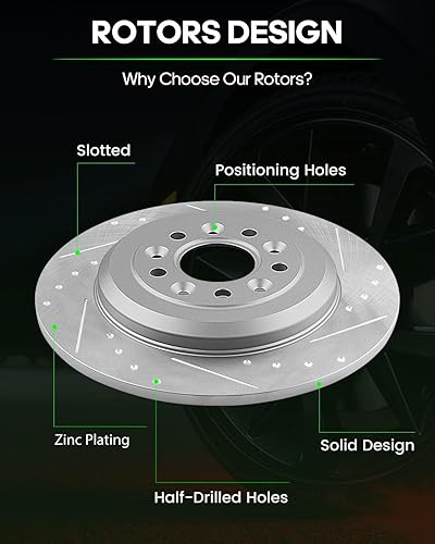 Miniatura 310 de Kits de frenos y rotores, rotores de freno SCITOO y 8 pastillas de cerámica para 08-12 para Chrysler Town & Country, 08-12 para Dodge Grand Caravan