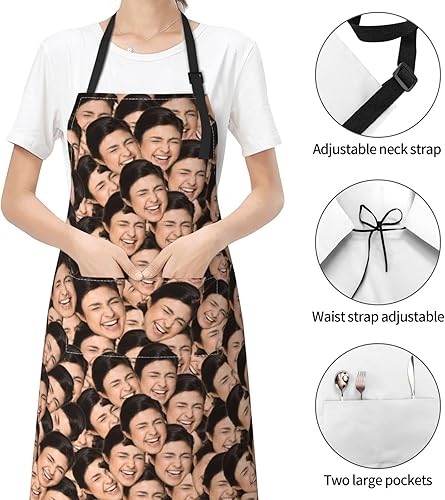 Miniatura 3 de EAQ Delantales personalizados para mujeres y hombres, delantales personalizados con foto personalizada para cocinar, servir, cafetería