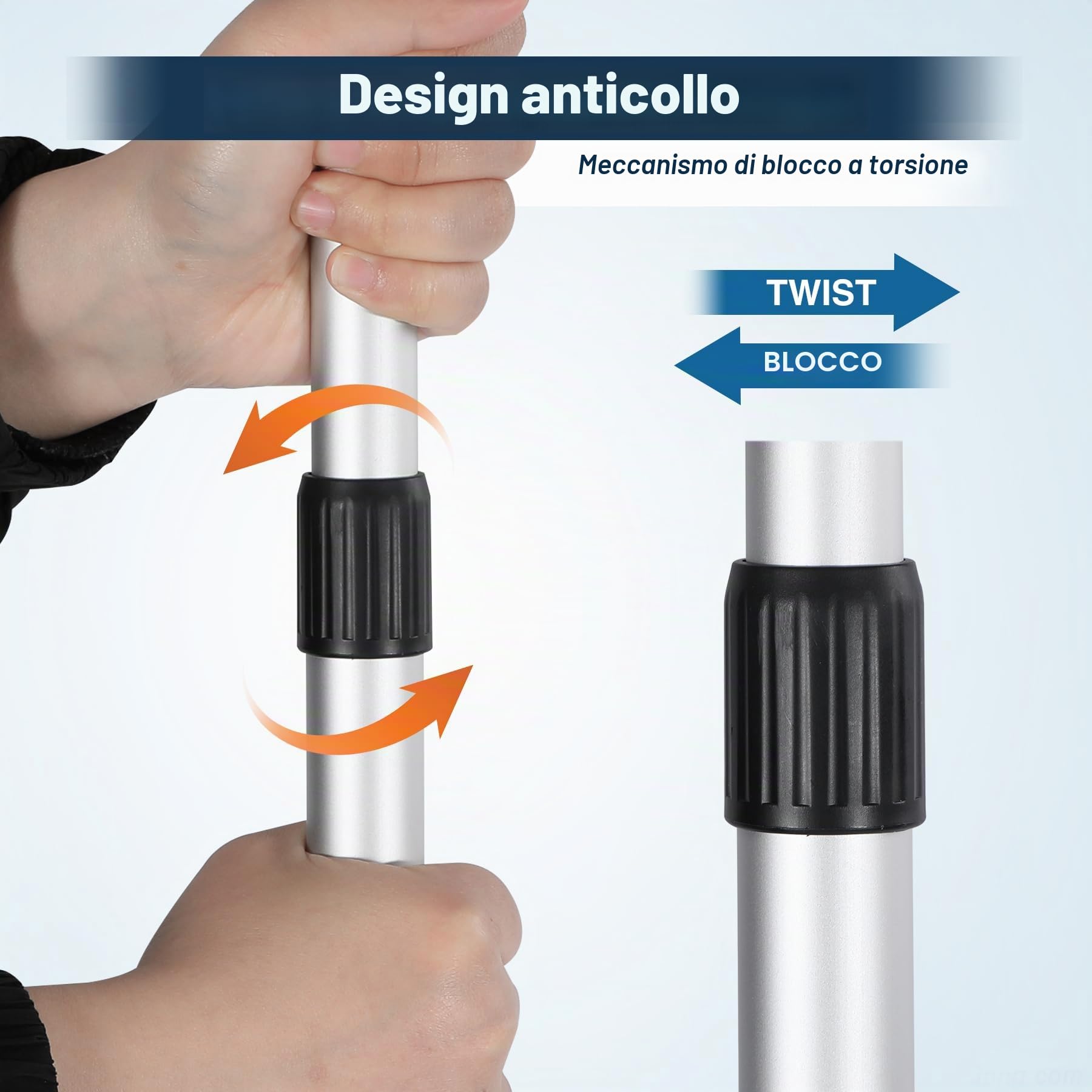 REDCAMP Set di 2 Pali telescopici in Alluminio, estensibili e Regolabili, per Tende da Sole, tettoia, Portico, Vele, telone per Altezza Altezza 2,3 m