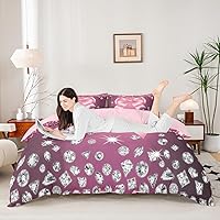 Vista 24 de Feelyou Juego de ropa de cama con estampado plateado con purpurina (sin purpurina), decoración de fiesta, funda de edredón morada para niñas, funda