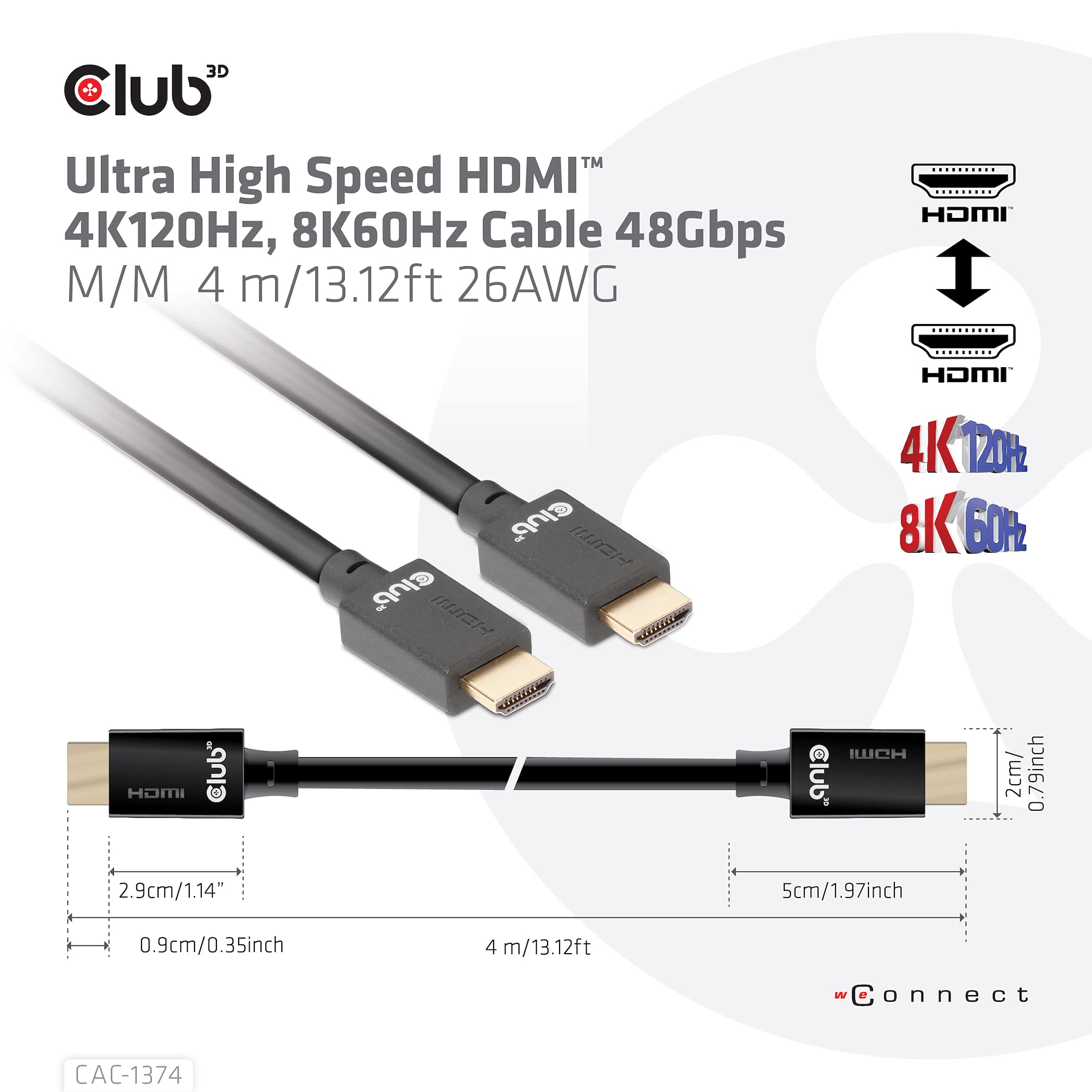 CLUB 3D CABLE HDMI A - A 2.1 ULTRA ALTA VELOCIDAD 10K HDR 4 M RETAIL