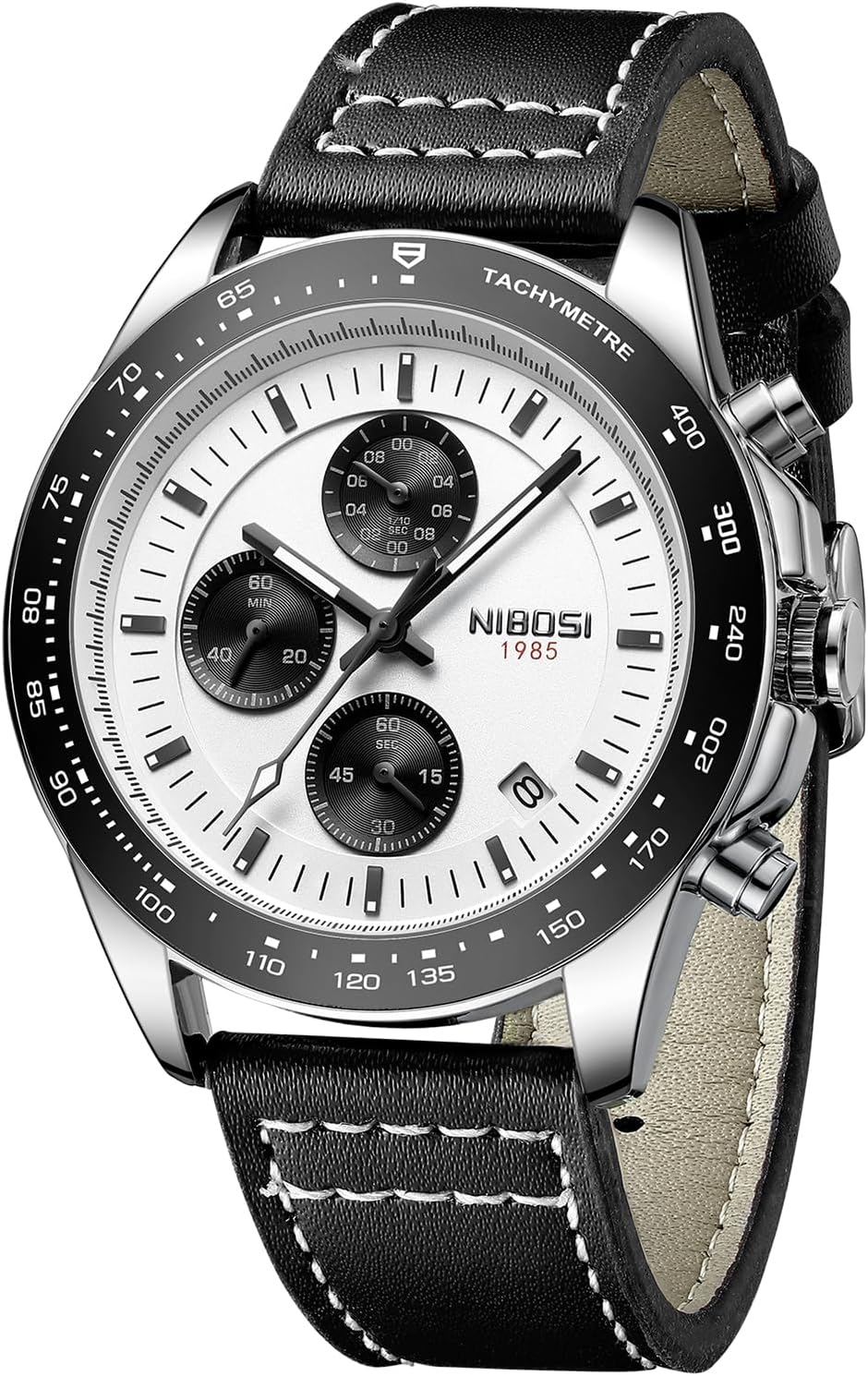 Mens Watches Analog Chronograph Watch with Calendar Waterproof Leather Band Men's Wrist Watches Vintage Classic Dainty Dress Designer Quartz Watches for Men