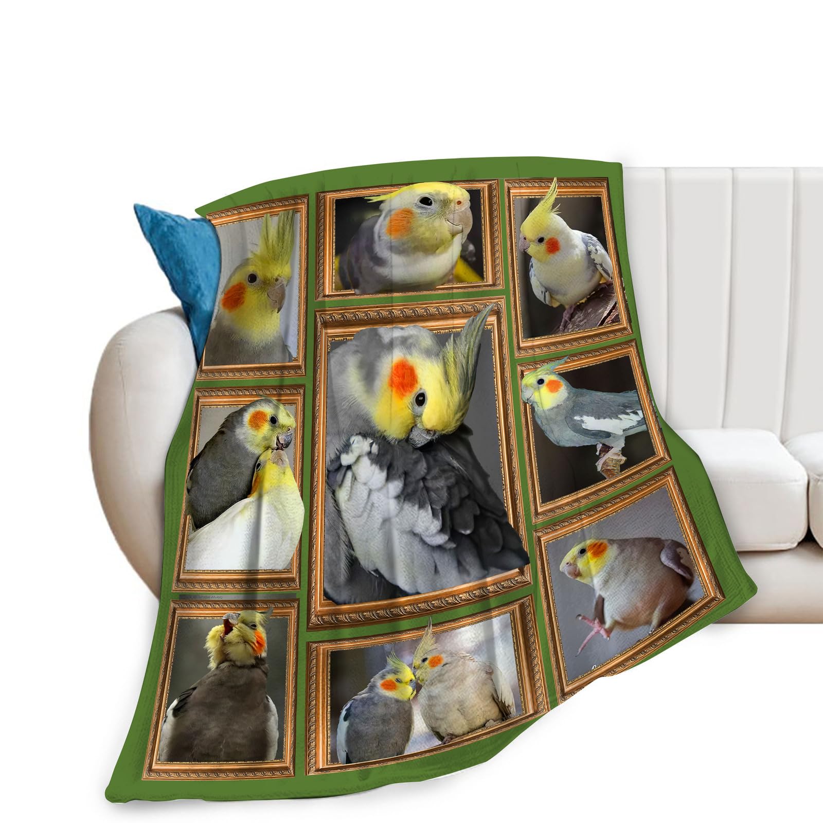 Yaxinduobao Parrot Cockatiel Throw Blanket Parrot Cockatiel Gift Bird Blanket Parrot Cockatiel Bird Decor Pictures Lightweight Soft Cozy Flannel Velvet Blanket for Couch Sofa Bedroom 40"x50"