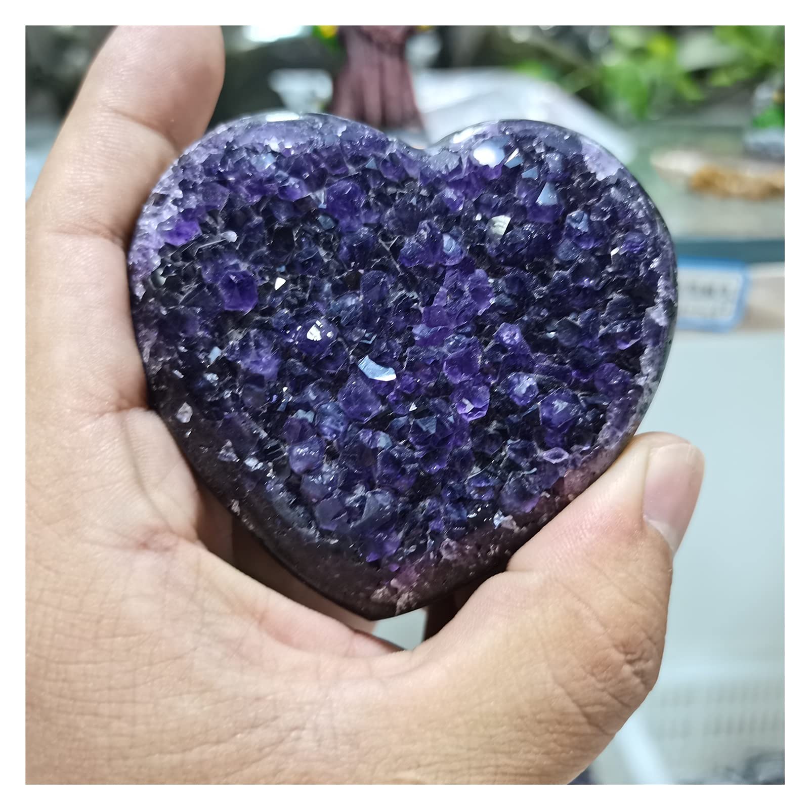 Lleno de Textura Espécimen de Cristal de racimo de Cuarzo con Forma de corazón Amoroso de geoda de Amatista Natural (Size : 190-260g)
