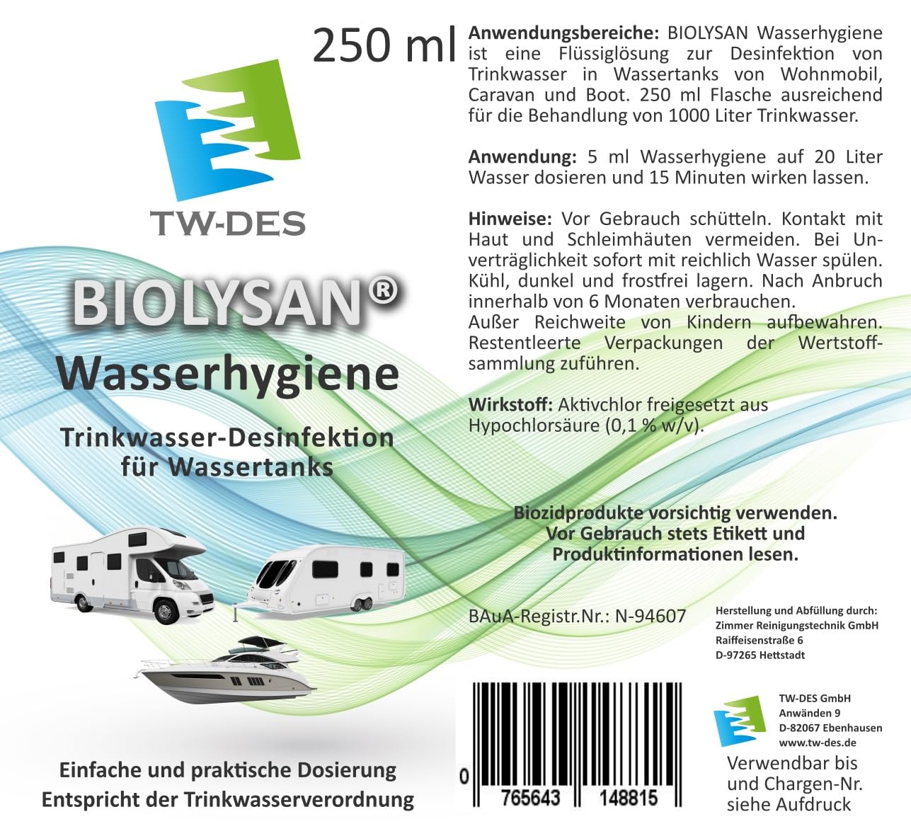 TWDES Hygieneset Saison - Wasserhygiene, Tankreiniger und Entkalker
