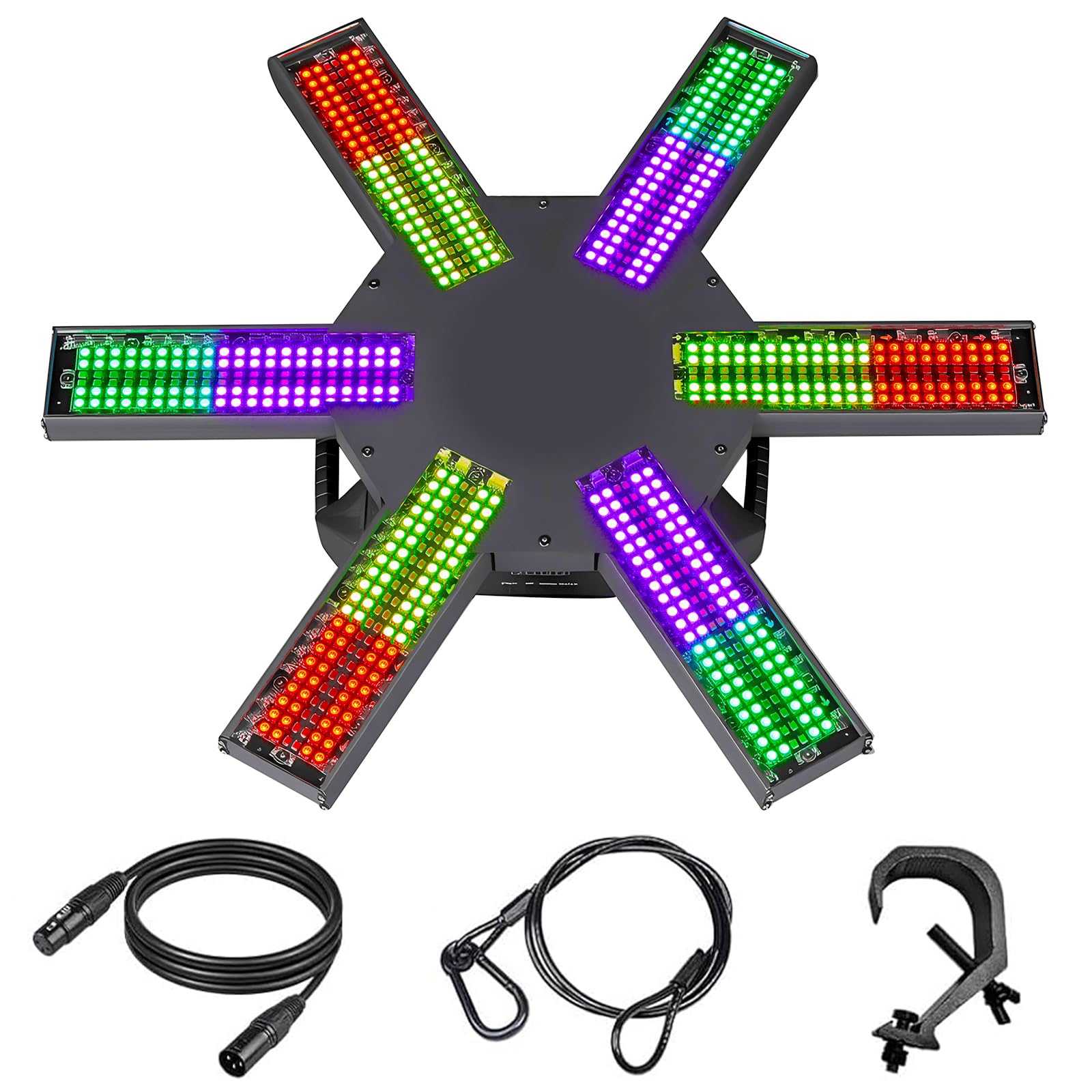 Testa in movimento DJ luci a 6 braccia luci per feste indoor Moving Head LED effetto palcoscenico luce DMX512 & Sound attiva luce da discoteca rotante