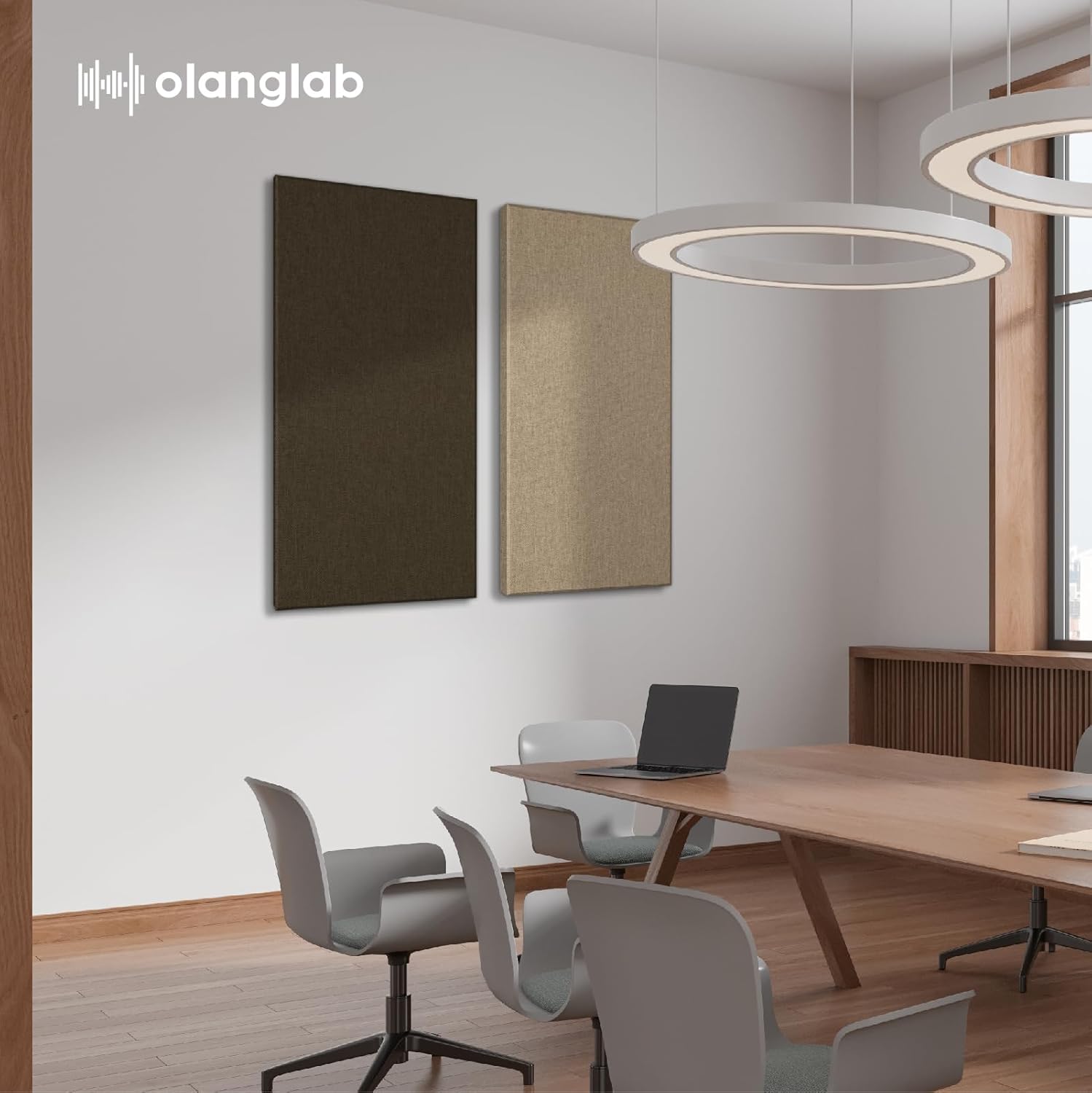 Olanglab Sound Acoustic Panels 2 Pack, 24''x48'' Fiberglass Acoustic Wall Panels 2'' Thick, Large Sound Proof Panels for Walls (Khaki)