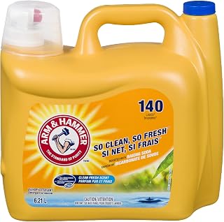Arm & Hammer Laundry Detergent Liquid Soap, Clean Fresh Scent, 140 Loads, 6.21 L, Value Size