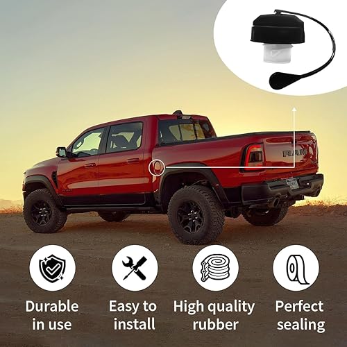 Miniatura 5 de Tapa del depósito de combustible para automóvil, tapa de llenado de gasolina compatible con Ram 1500 2500 3500 Jeep Wrangler JK y Dodge Charger