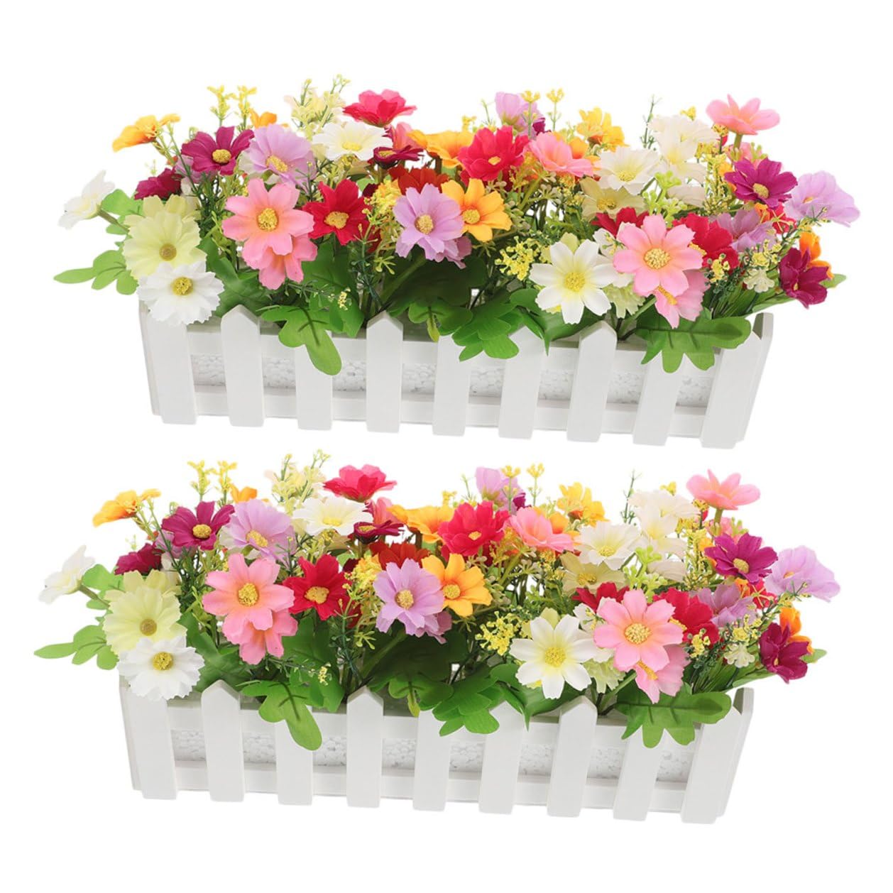 Marguerites artificielles en pot pour fleurir un extérieur sans entretien