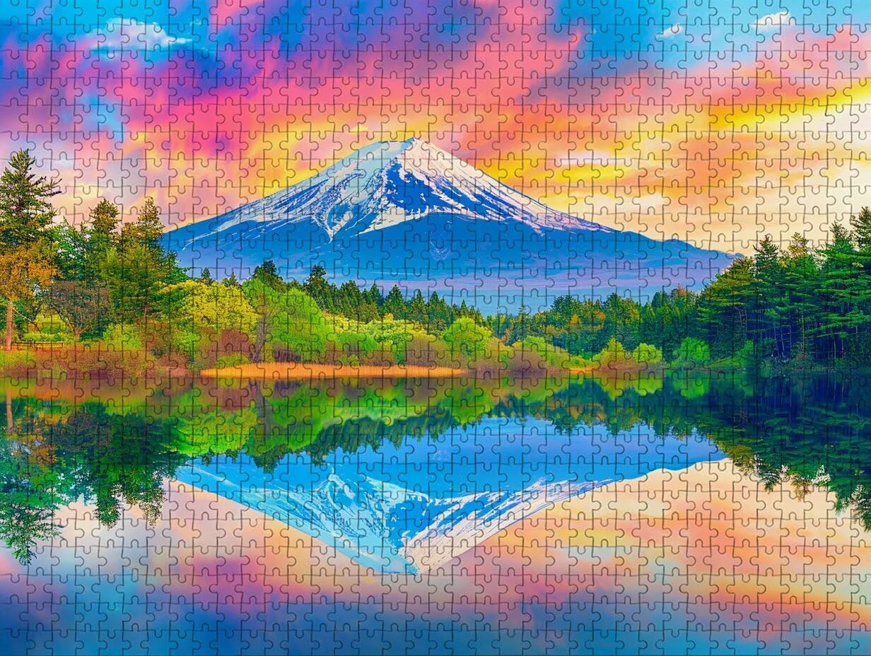 Puzzle 3000 elementów dla dorosłych, mocowanie Fuji, drewniane puzzle, 122 x 81 cm, części ściśle do siebie pasują, dla mężczyzn, kobiet, starszych seniorów, relaks i odstresowanie, prezenty