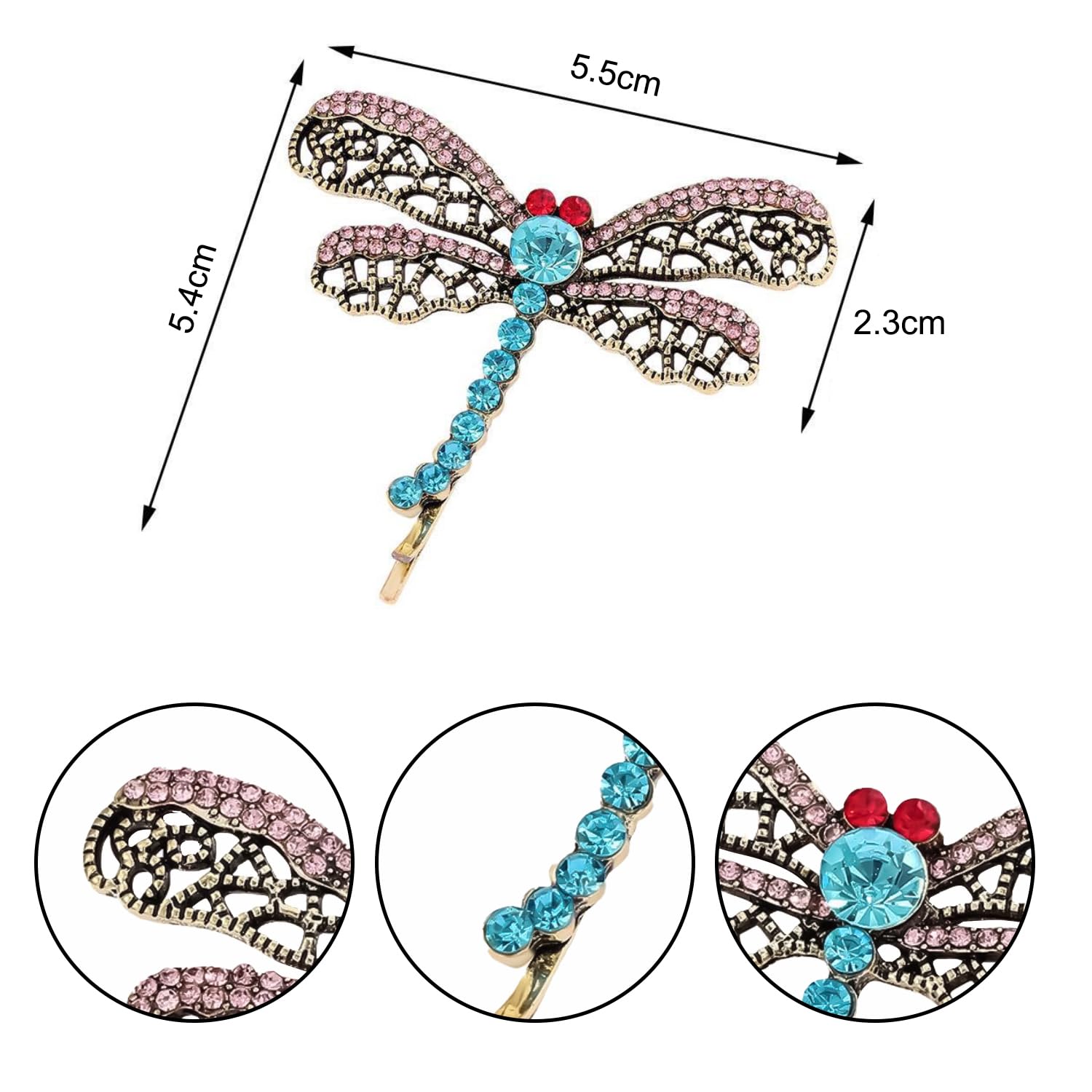 JNAWA 2Pieces Ghost Mom Hair Clip Cute Crystal Animal Clips Rhinestone Dragonfly Hair Clip Fashion Rhinestone Brooch Hair Accessories for Women and Girls - Image 2