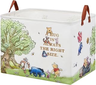 Bear Nursery Decor Storage Basket Foldable With Waterproof PE Coating, Square Large Canvas Laundry Hamper,Diaper Bag Baskets for Kids,Boys and Girls, Bathroom, Bedroom, Clothes,Toy Bin（White）