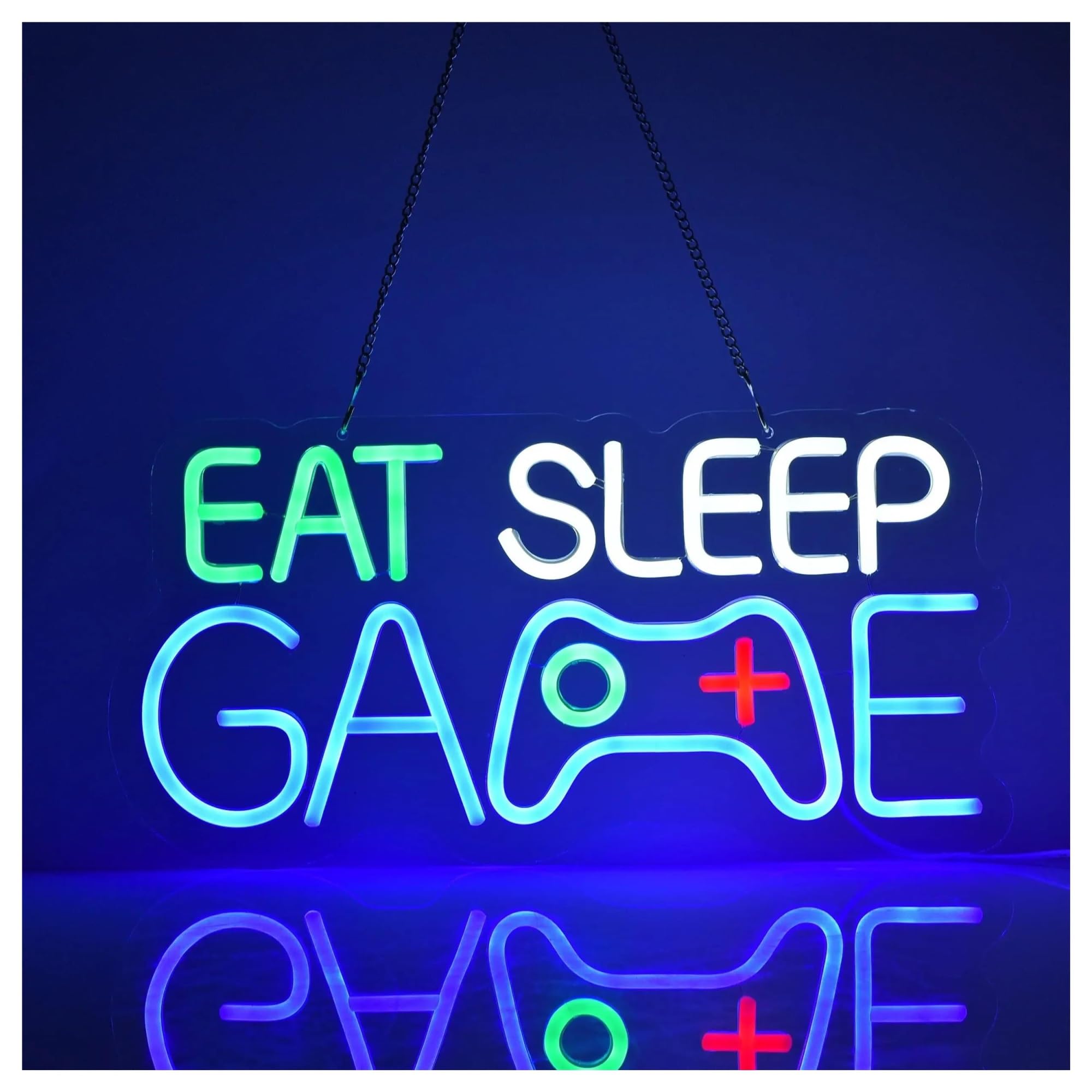Luces de neón Letrero De Neón Con Luz Para Gamepad Eat Sleep Game Para Habitación De Gamer, Lámpara De Noche LED, Decoración De Pared 41.91cm×20.32cm