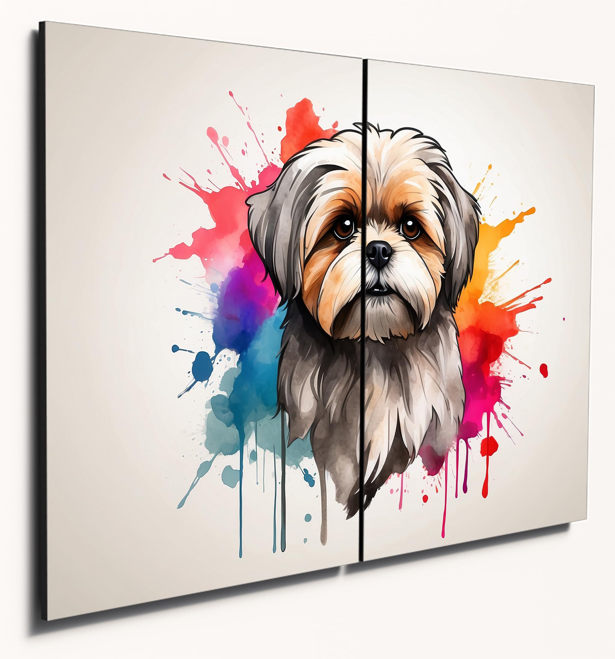 The Plum Penguin Lhasa Apso Watercolour Wall Art Twin A4 6Mm Wood Mdf