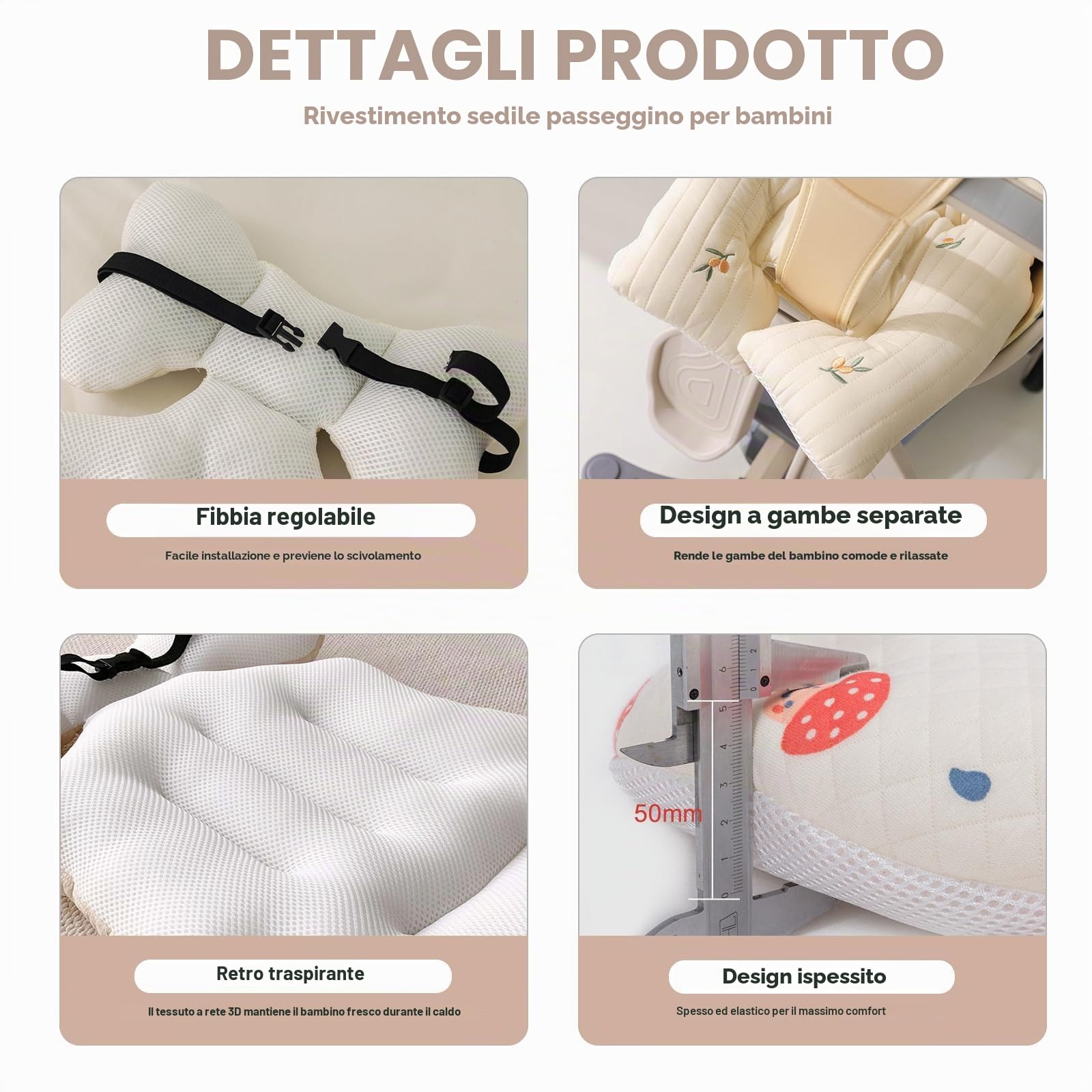 SONARIN Morbido Cuscino Passeggino,Spesso Cotone Copriseduta Passeggino Universale Materassino Passeggino Riduttore Passeggino Cuscino Sedile per Passeggino Seggiolino Auto(Orso)