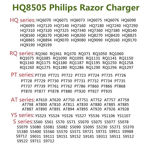 Miniatura 7 de HQ8505 - Cable de carga para afeitadora de 15 V, adaptador de corriente alterna, cable de carga compatible con Philips Norelco S7000 S5000 S3000