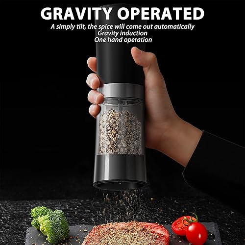Miniatura 3 de Juego de molinillo eléctrico de sal y pimienta con base recargable USB, no necesita batería, operación con una sola mano, molinillo de especias